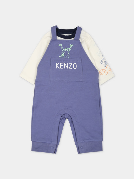 Completo blu per neonato con stampa,Kenzo Kids,K98131 81H