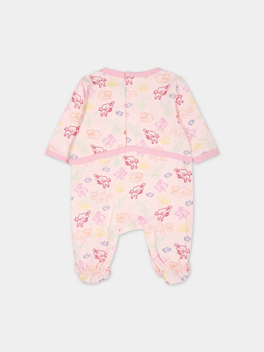 Set bianco per neonata con stampa,Kenzo Kids,K98119 470