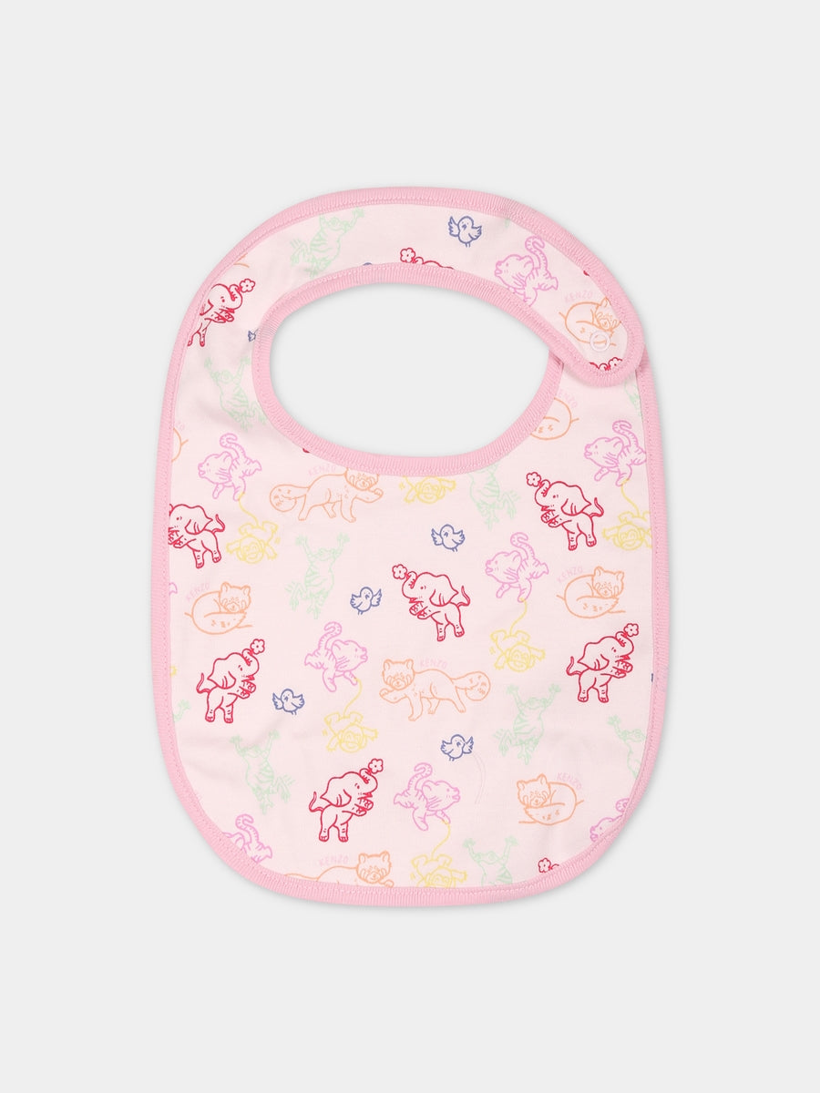 Set bianco per neonata con stampa,Kenzo Kids,K98119 470