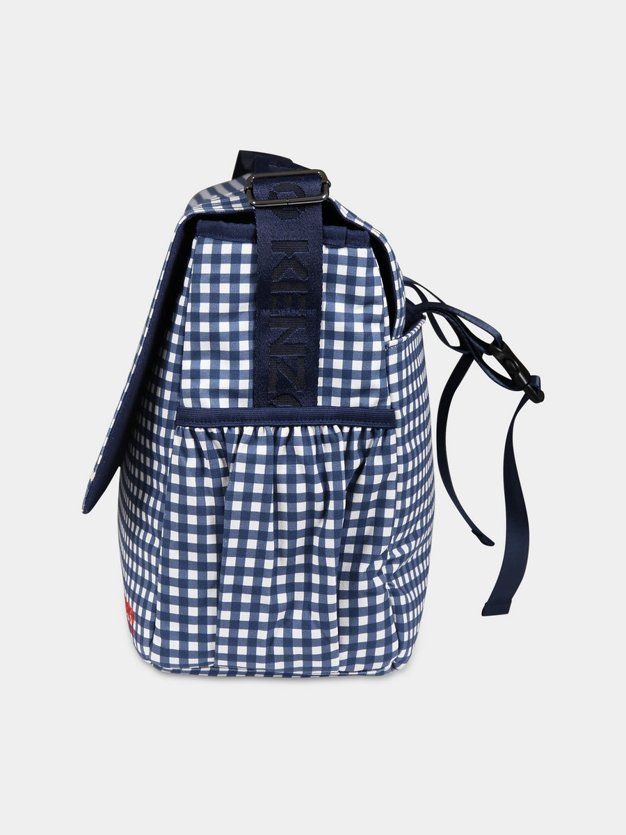 Borsa mamma blu per neonati con papavero,Kenzo Kids,K90101 84A