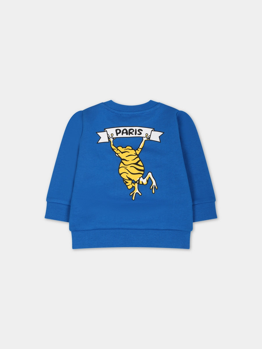 Felpa azzurra per neonato con logo e stampa,Kenzo Kids,K05518 83A