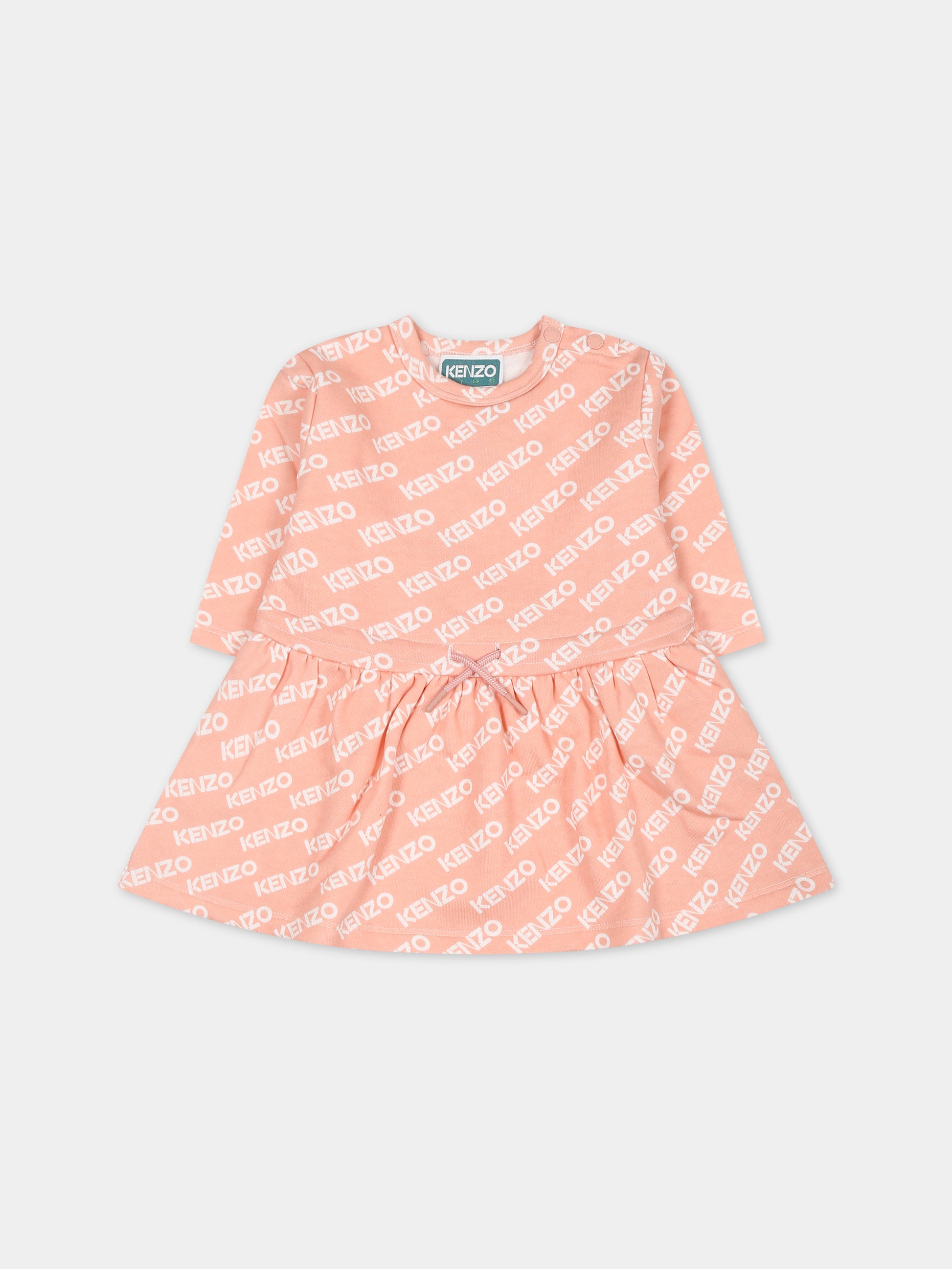Vestito rosa per neonata con logo,Kenzo Kids,K02108 43G