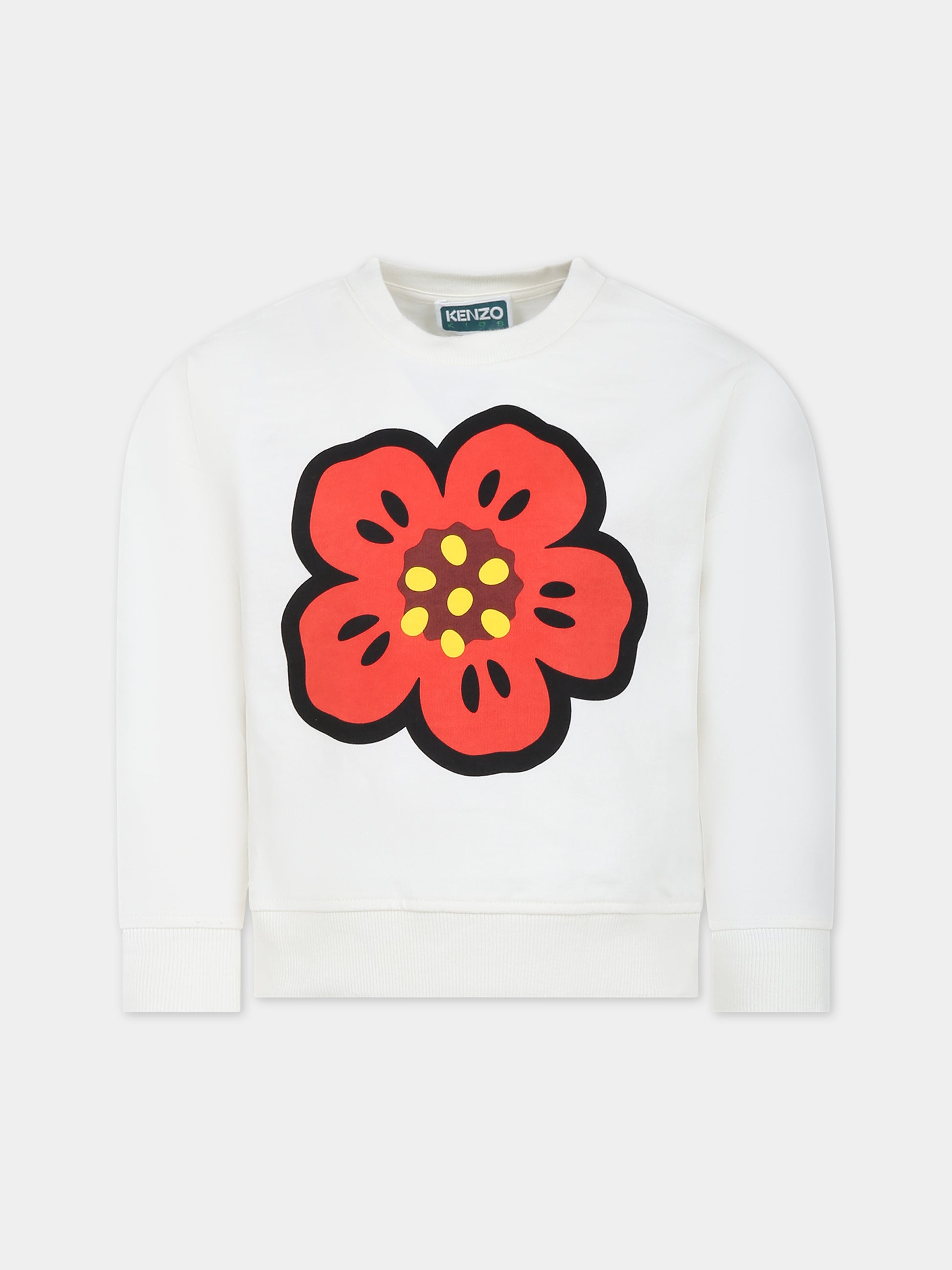Felpa avorio per bambina con fiore,Kenzo Kids,K15688 12P