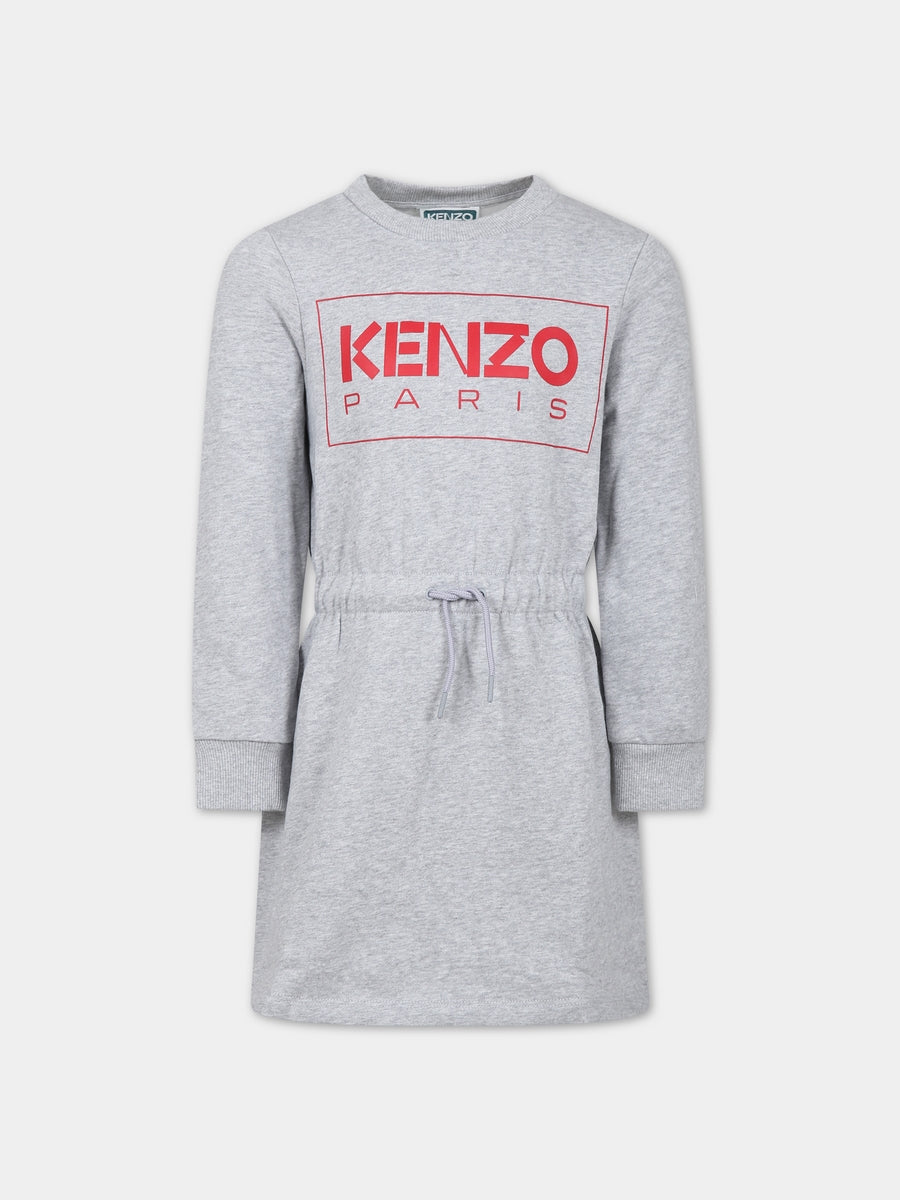 Vestito grigio per bambina con logo,Kenzo Kids,K12330 A41