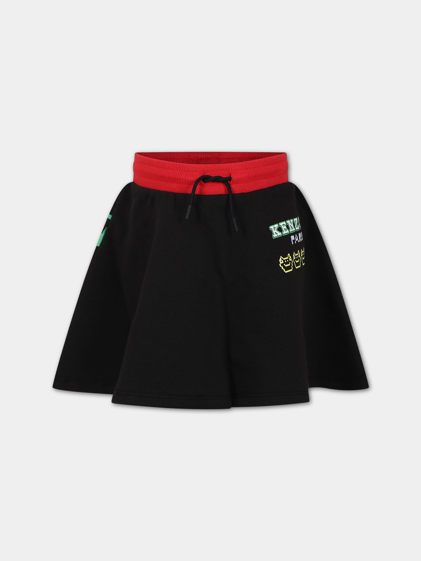 Gonna nera per bambina con logo,Kenzo Kids,K13092 095