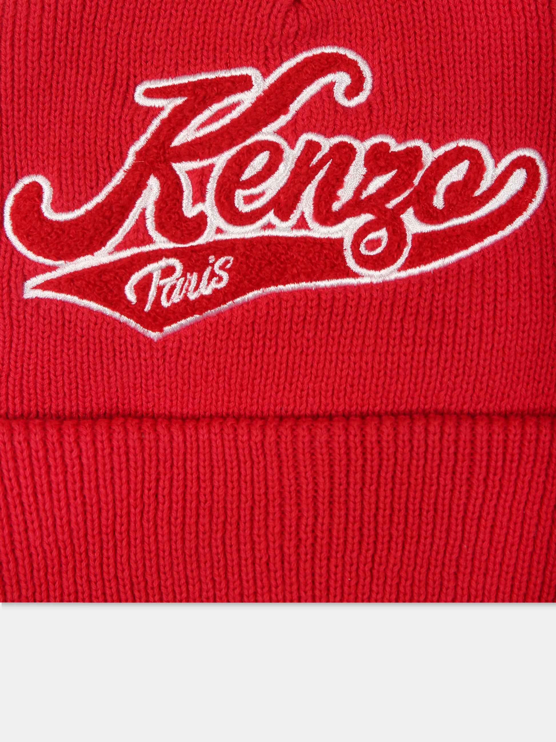 Berretto rosso per bambini con logo,Kenzo Kids,K11035 990