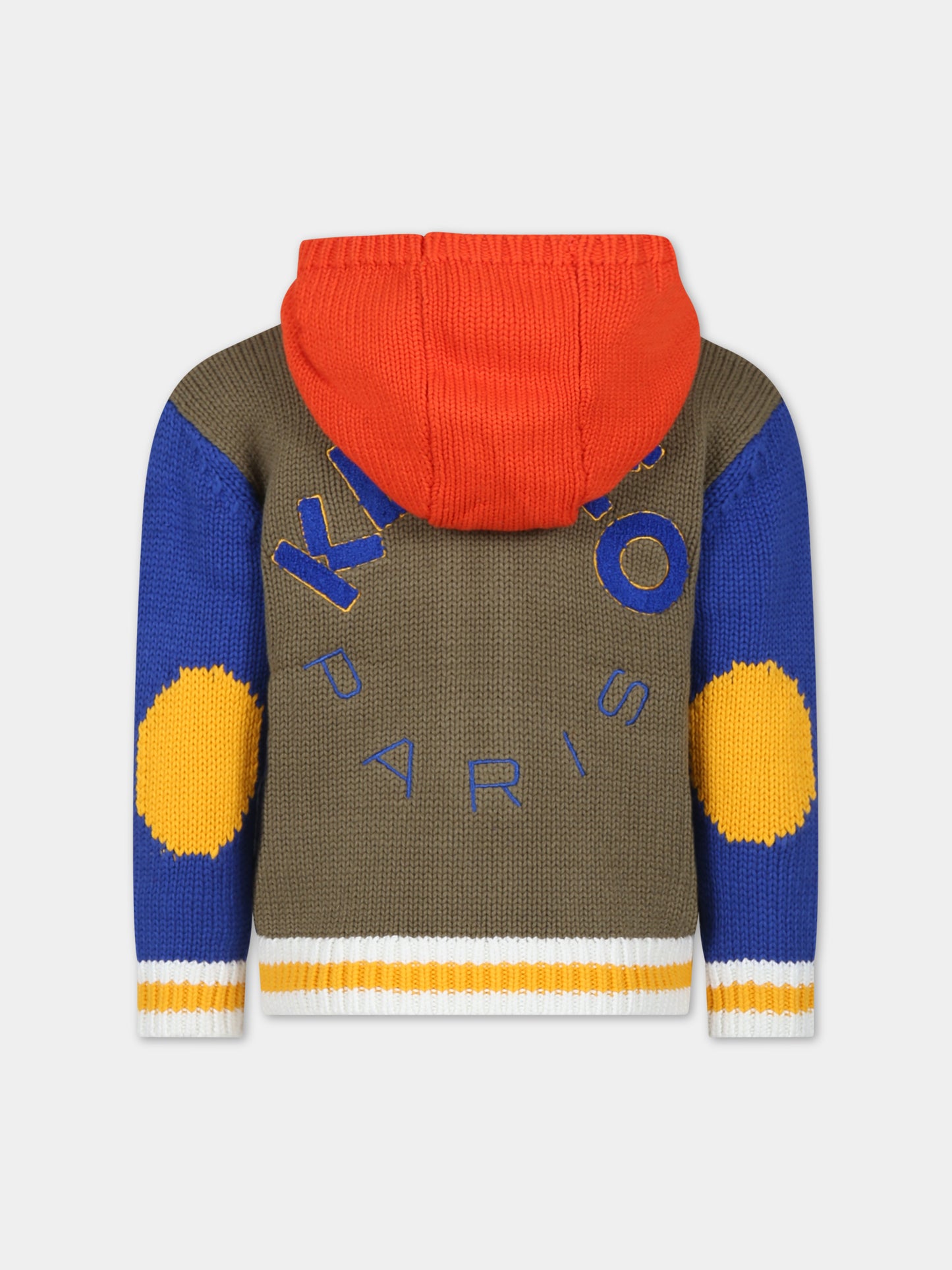 Cardigan multicolor con cappuccio per bambino con logo,Kenzo Kids,K25834 829