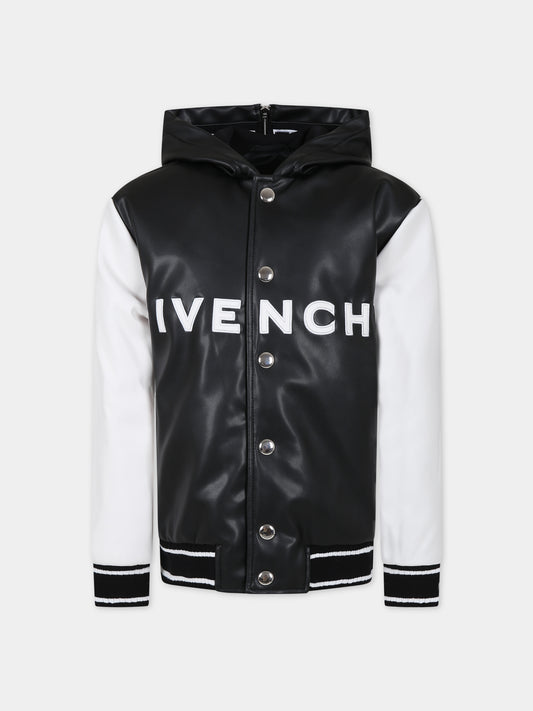 Bomber nero per bambino con logo,Givenchy Kids,H26144 M41