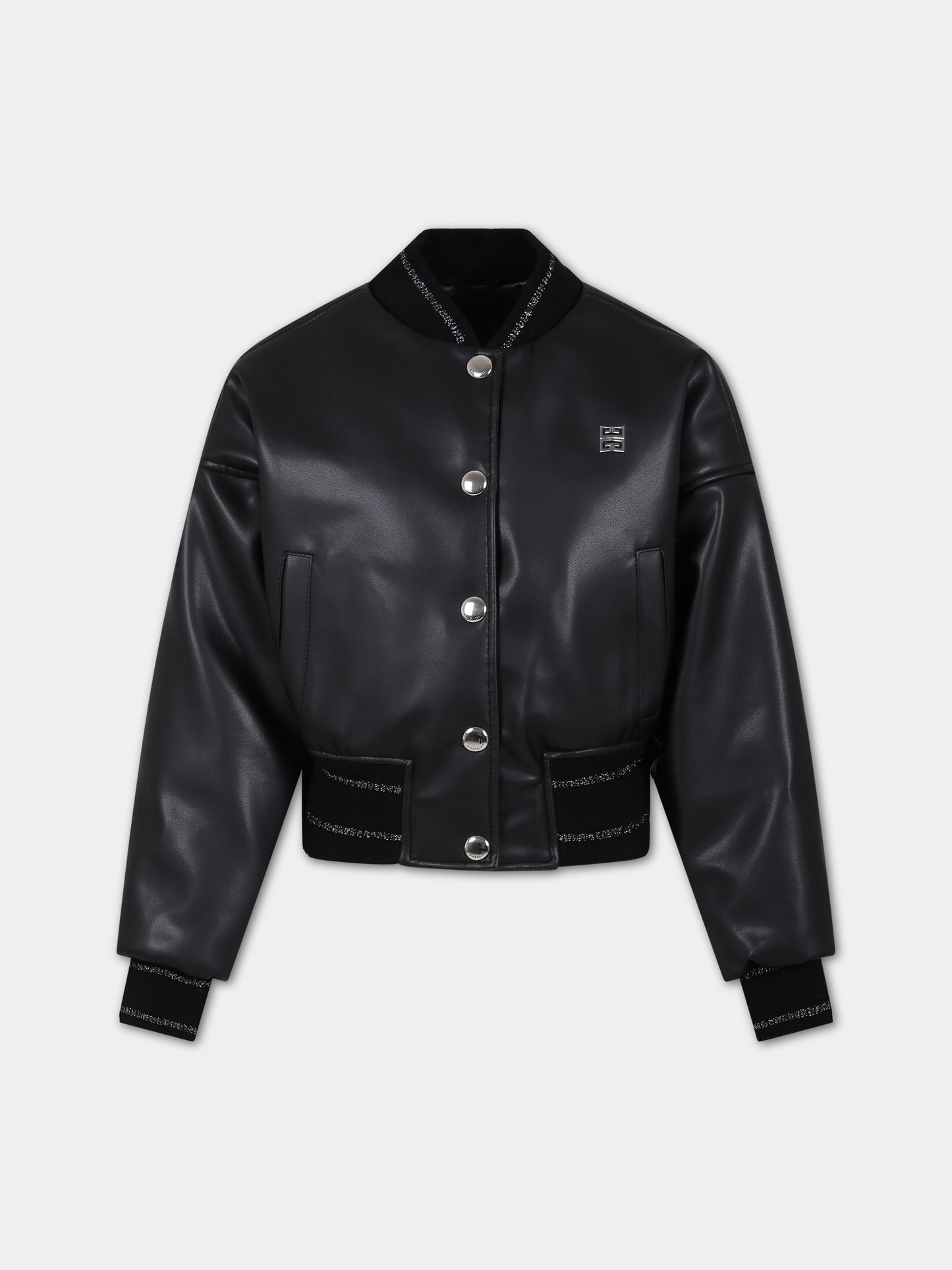 Bomber nero per bambina con logo,Givenchy Kids,H16118 09B