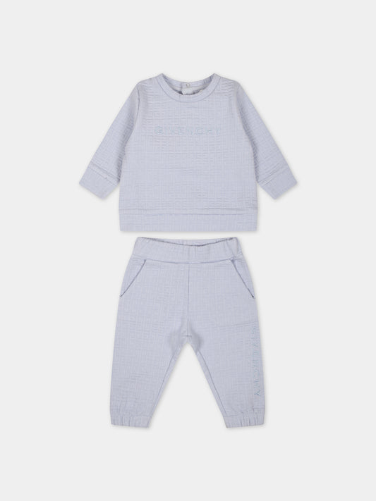 Completo celeste per neonato con logo,Givenchy Kids,H98180 771