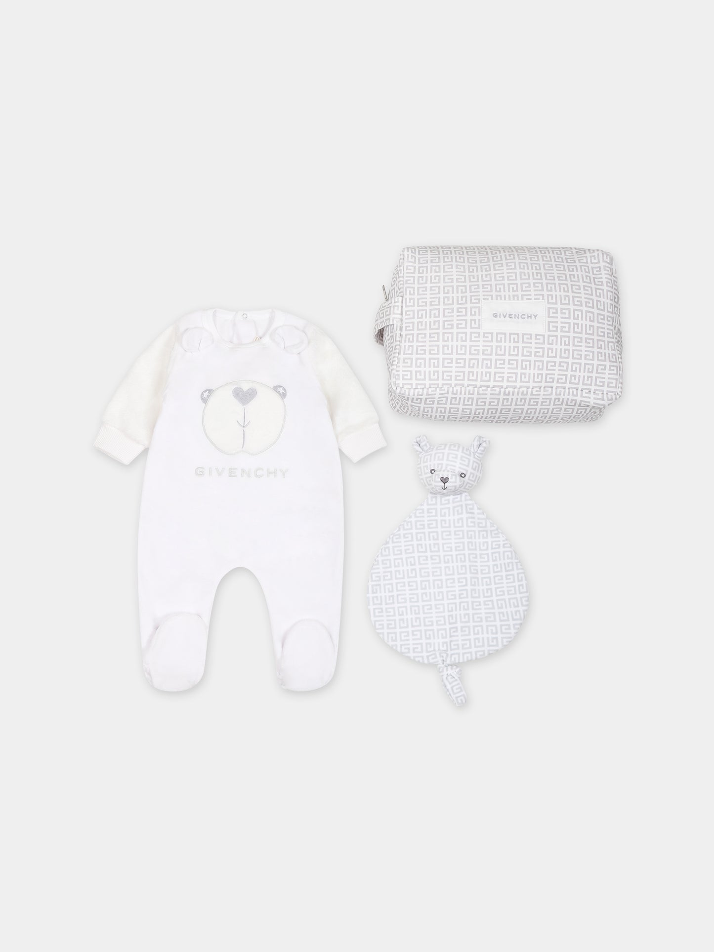 Set bianco per neonati con logo,Givenchy Kids,H9K074 N00