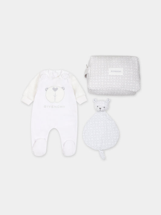 Set bianco per neonati con logo,Givenchy Kids,H9K074 N00