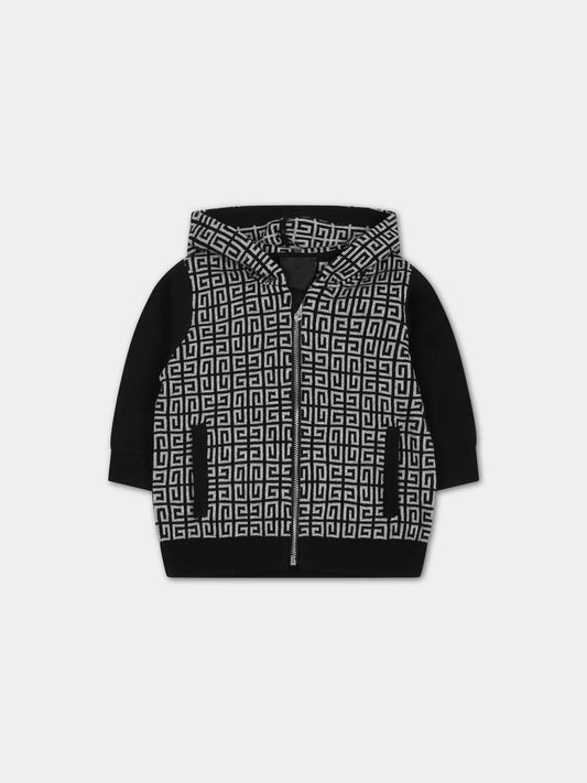 Felpa nera per neonati con logo,Givenchy Kids,H05275 M60
