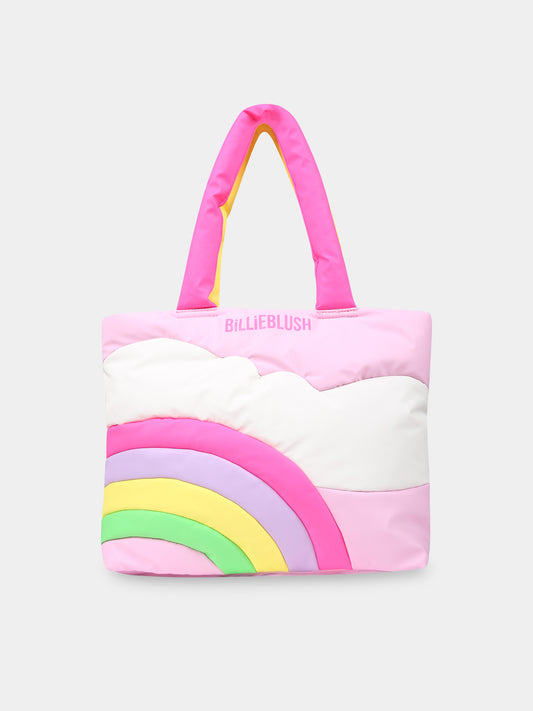 Borsa rosa per bambina con arcobaleno e logo,Billieblush,U10556 47C