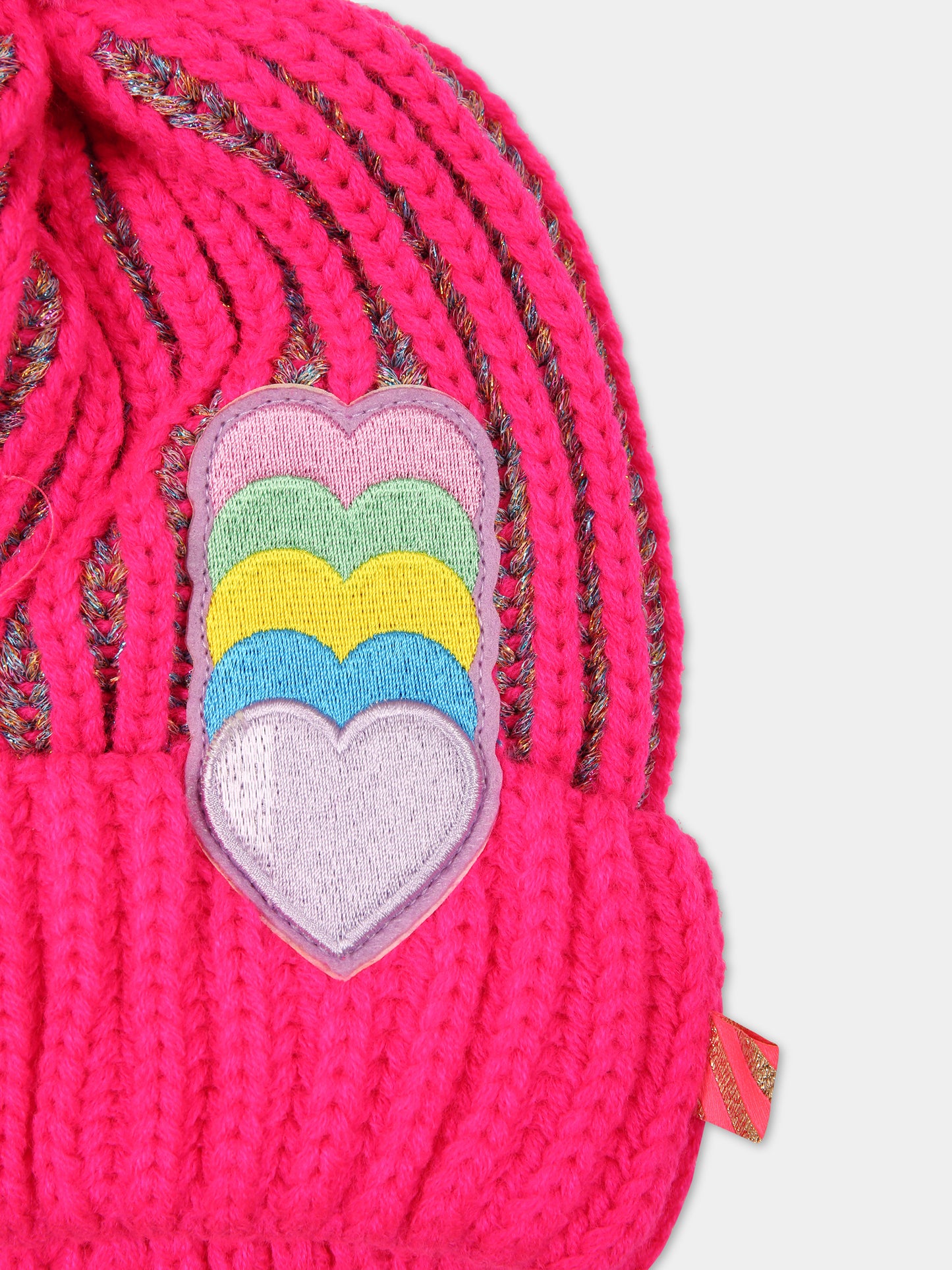 Berretto fucsia per bambina con cuori,Billieblush,U11142 47M