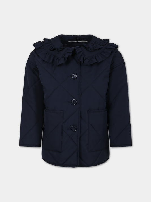 Piumino blu per bambina con rouches,Philosophy,PFGB006 0 NY167 4158