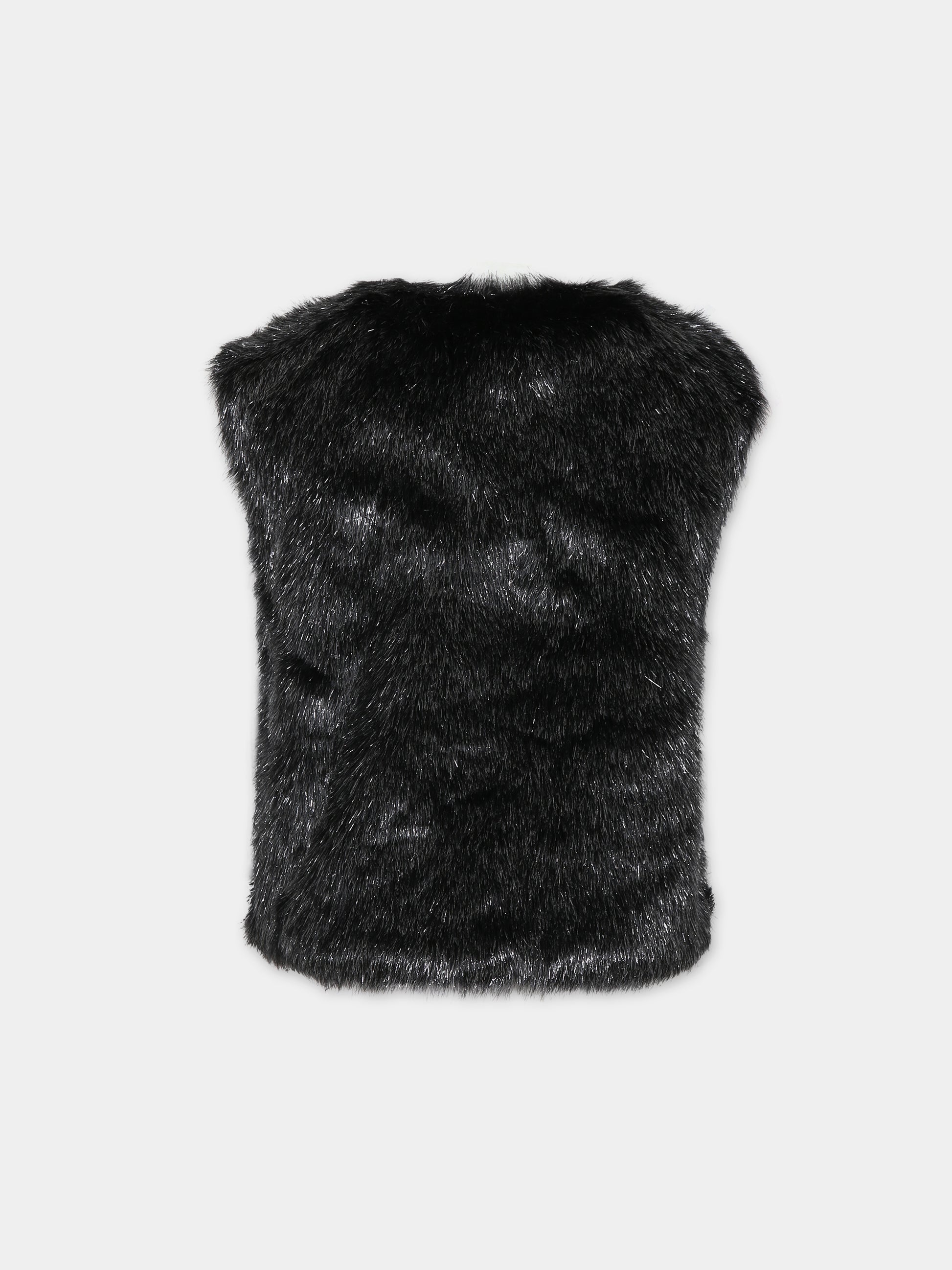 Ecopelliccia nera per bambina con fiocco,Philosophy,PFGL002 C PL065 N000