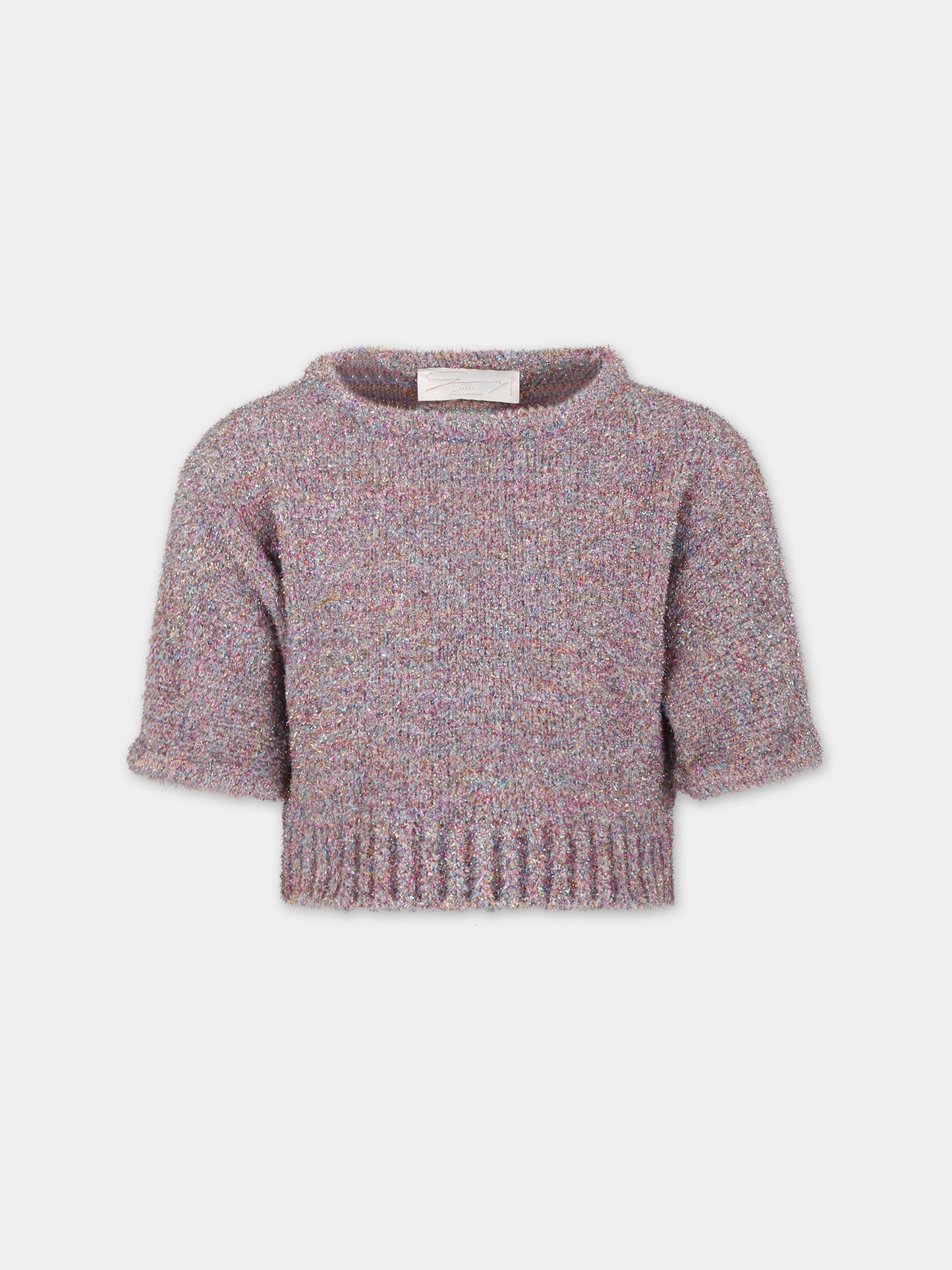 Maglione rosa per bambina con patch,Genny,YFMA004 C FL223 D999