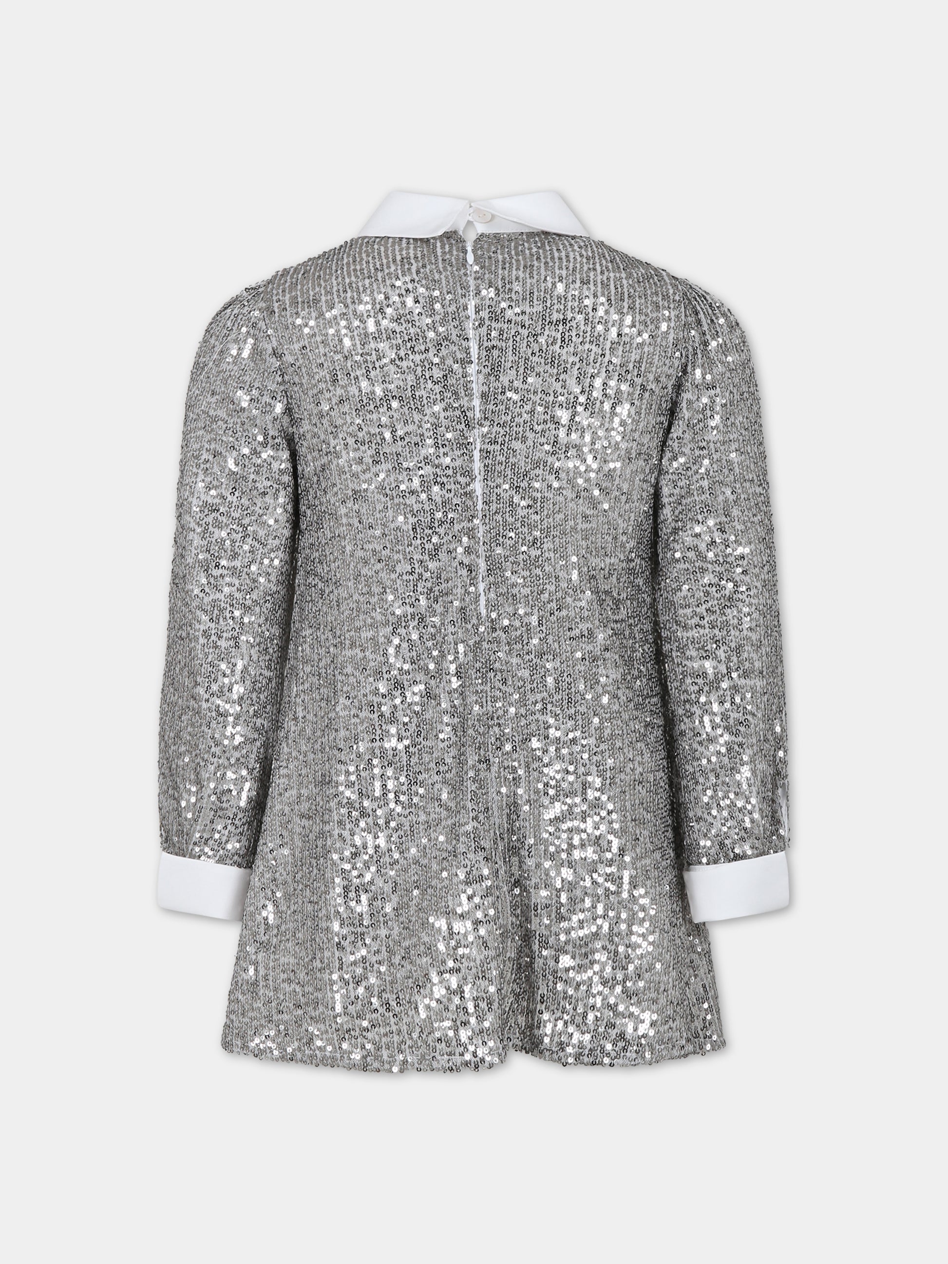 Vestito argentato per bambina con paillettes,Genny,YFAB005 0 TV672 D007