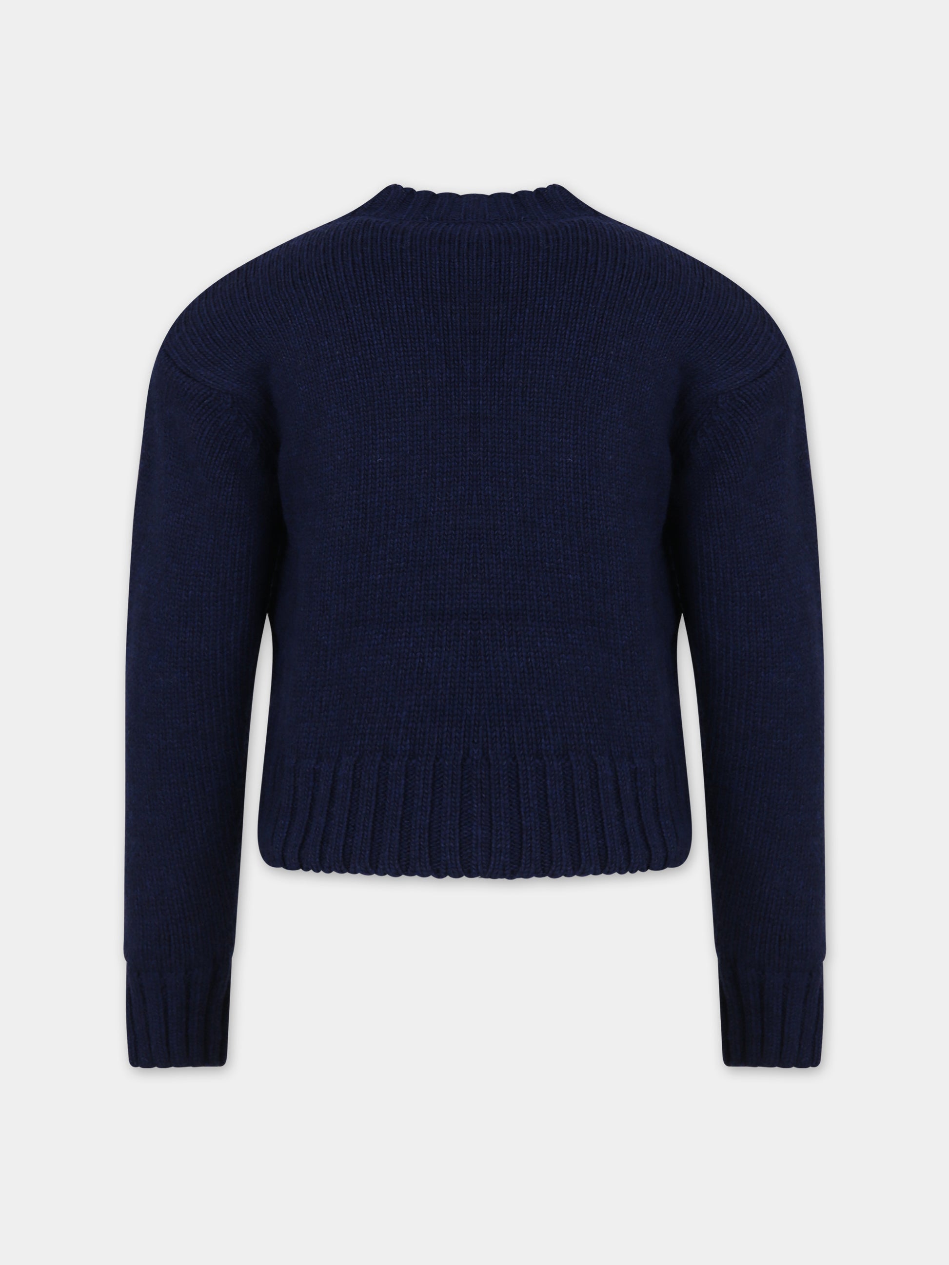 Maglione blu per bambina con logo,Ermanno Scervino Junior,SFMA001 C FL194 4081