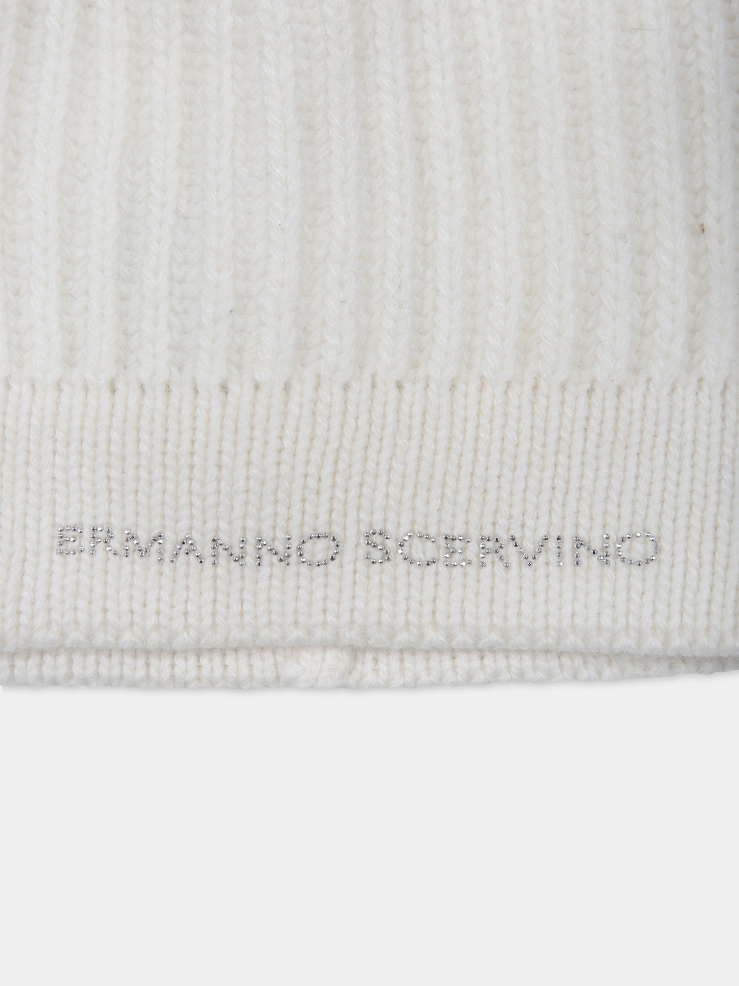 Berretto bianco per bambina con logo,Ermanno Scervino Junior,SFCP001 C FL007 0000
