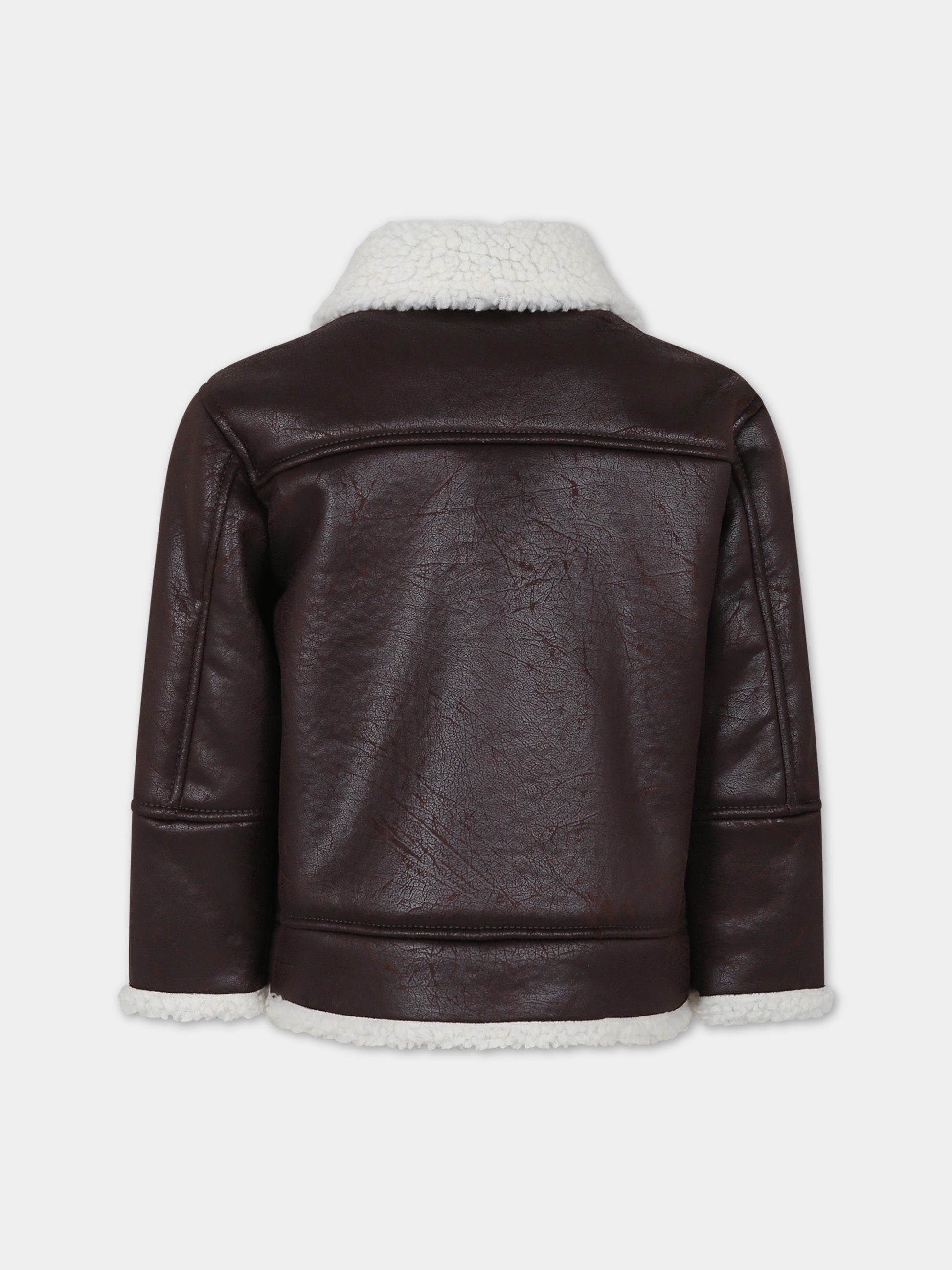 Giacca in semil pelle marrone per bambino,Dondup Kids,DMGB002 0 MO009 6035