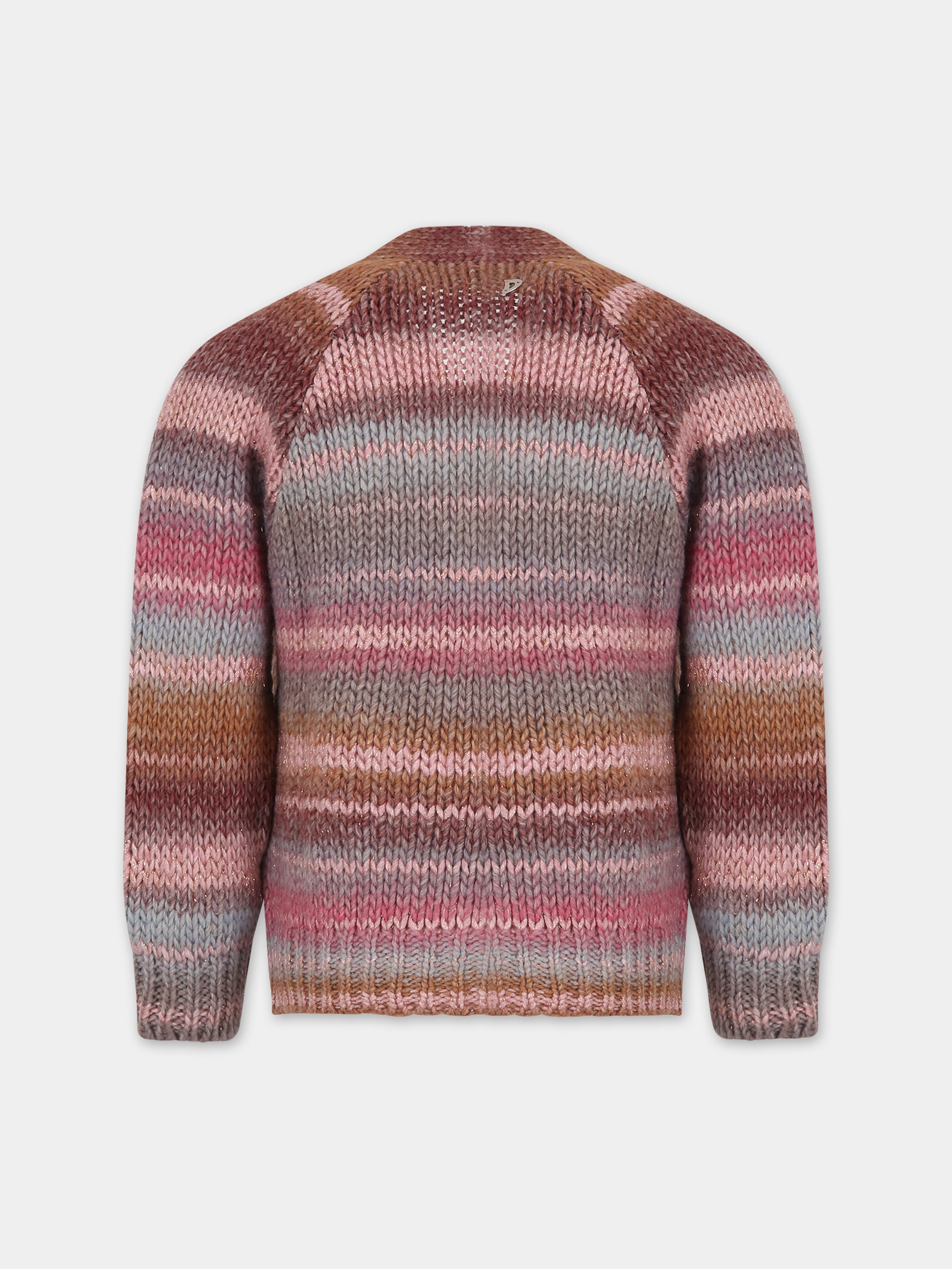 Cardigan multicolor per bambina con logo,Dondup Kids,DFMA009 C FL017 MULT