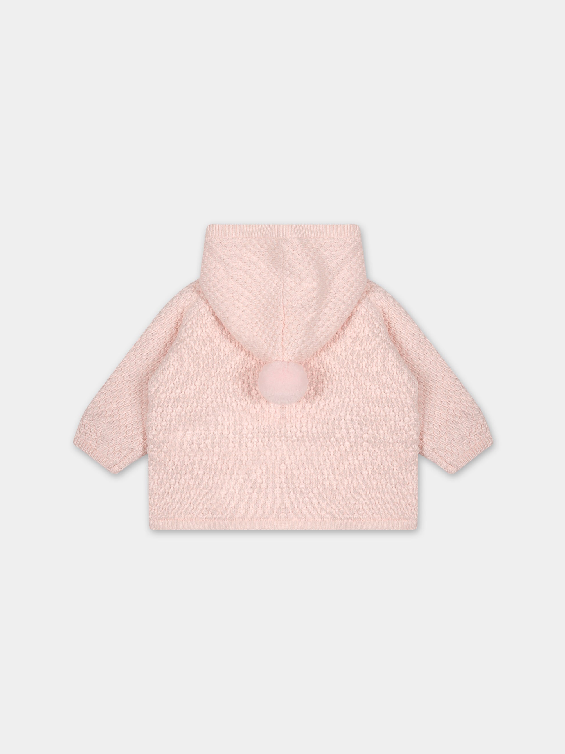 Cardigan rosa con cappuccio per neonata,Carrement Beau,Y96077 43B