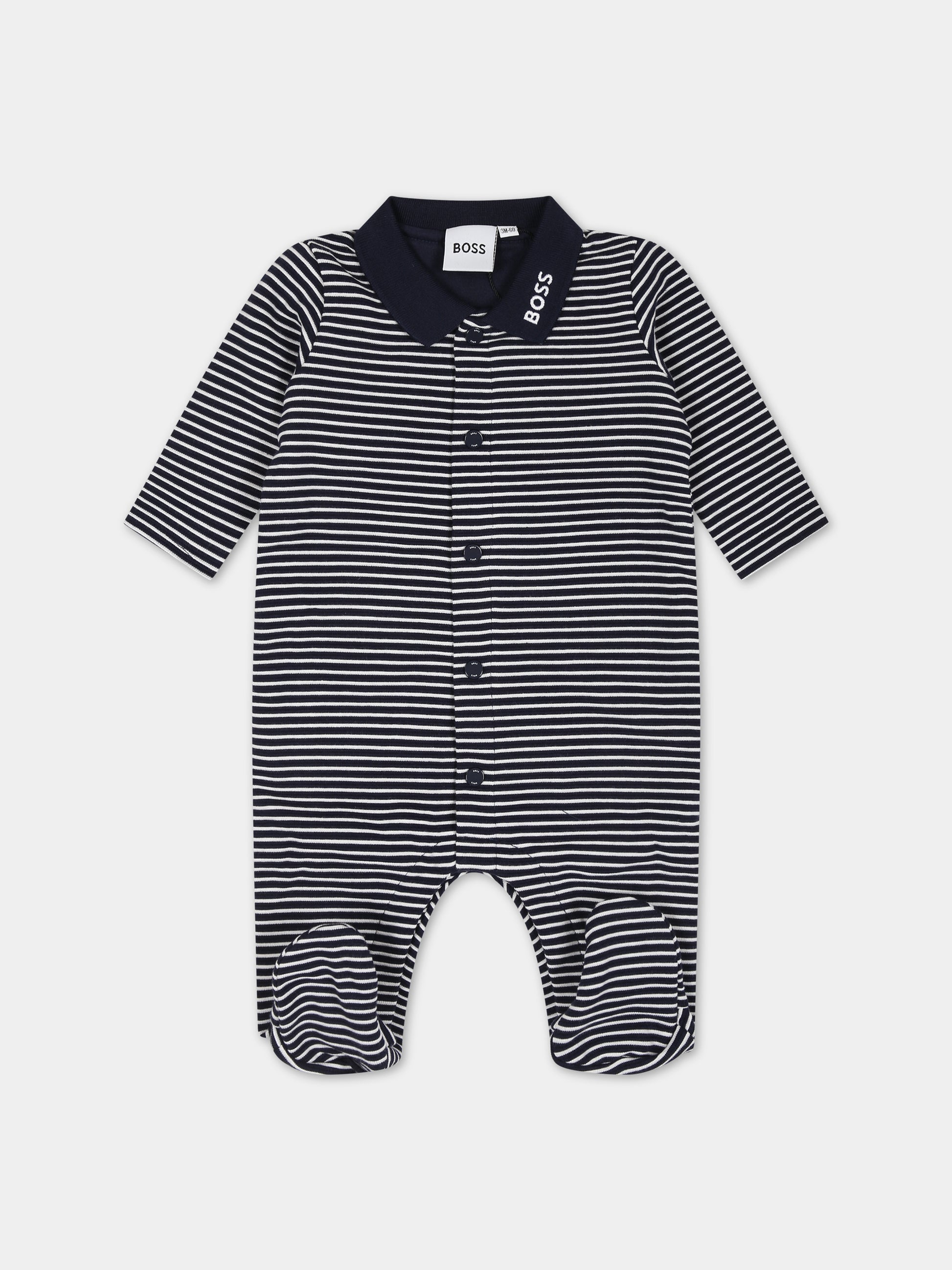 Set tutina e bavaglio blu per neonato con logo,Boss,J98435 849