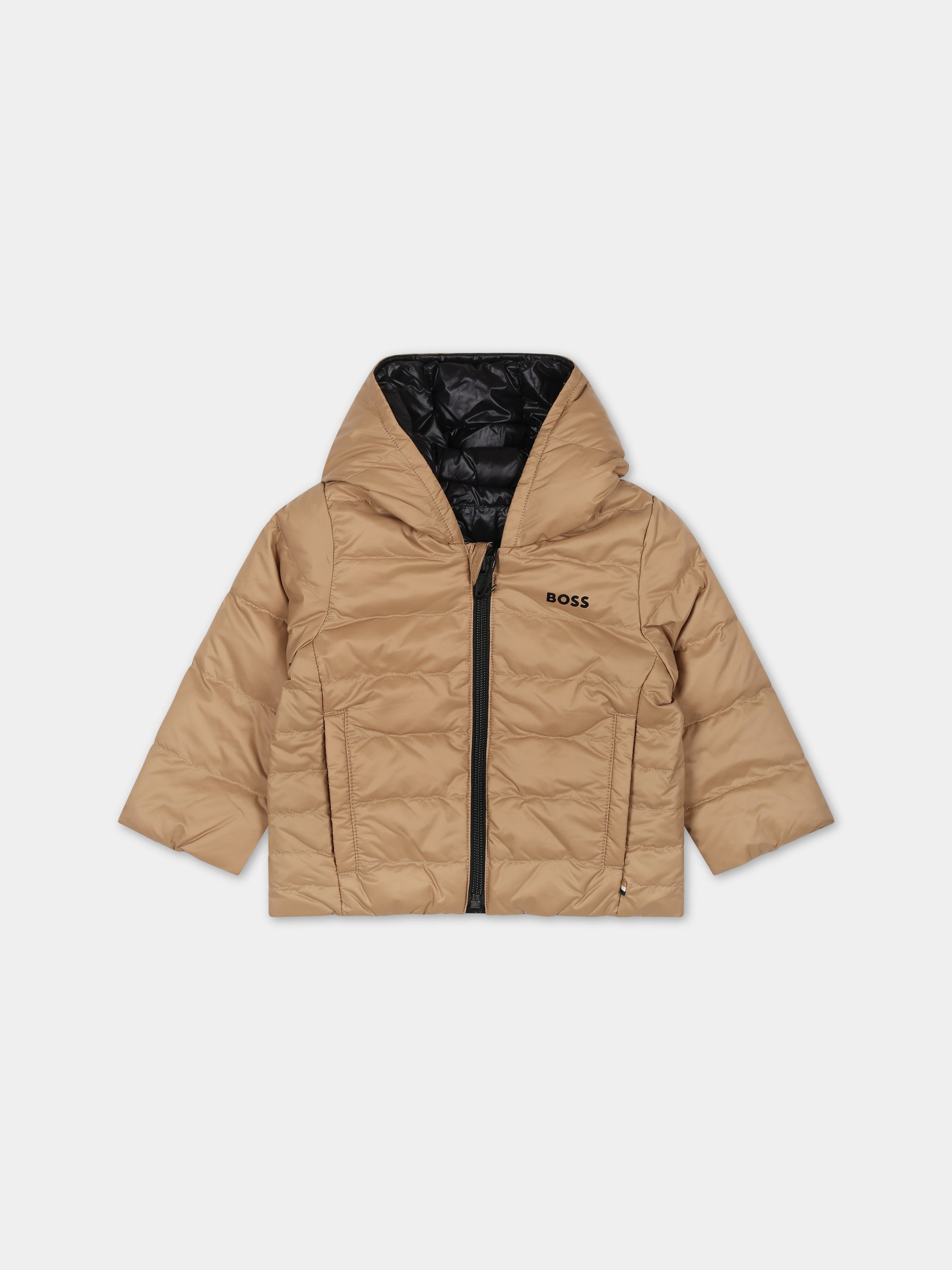 Piumino beige reversibile per neonato,Boss,J06273 269