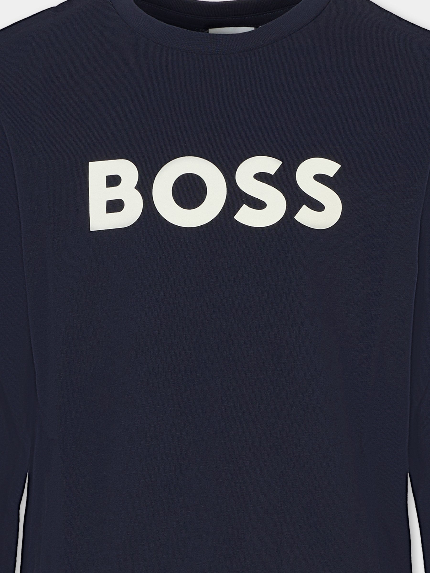 T-shirt blu per bambino con logo,Boss,J25P25 849