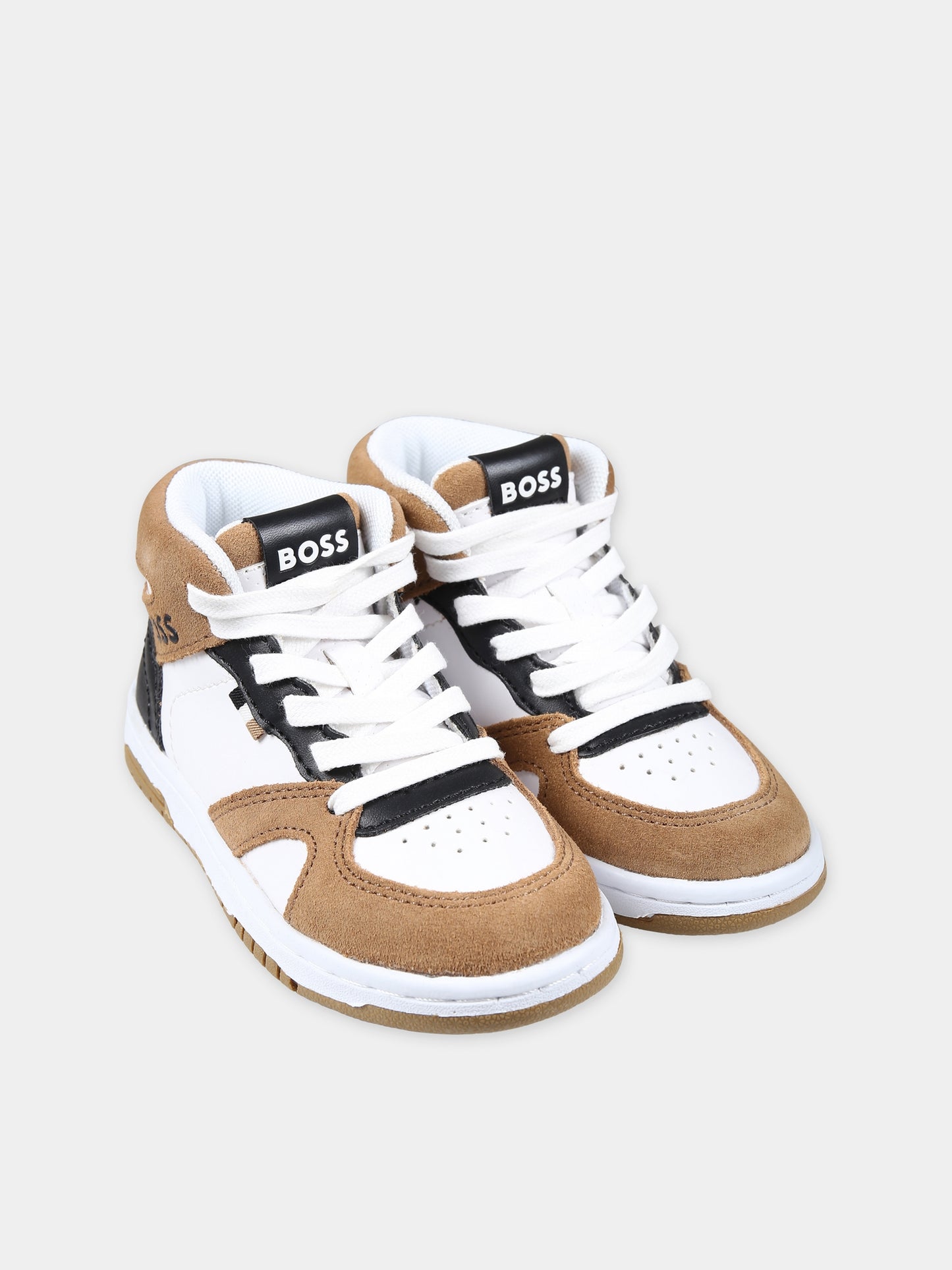 Sneakers multicolor per bambino con logo,Boss,J29367 BIANCO