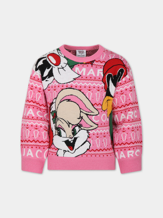 Maglione rosa natalizio per bambina,Little Marc Jacobs,W15693 44G