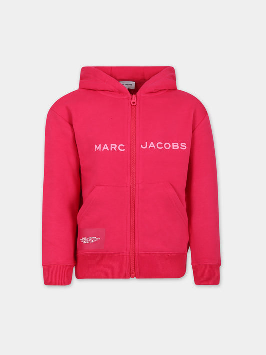 Felpa fucsia per bambina con logo,Little Marc Jacobs,W55010 494