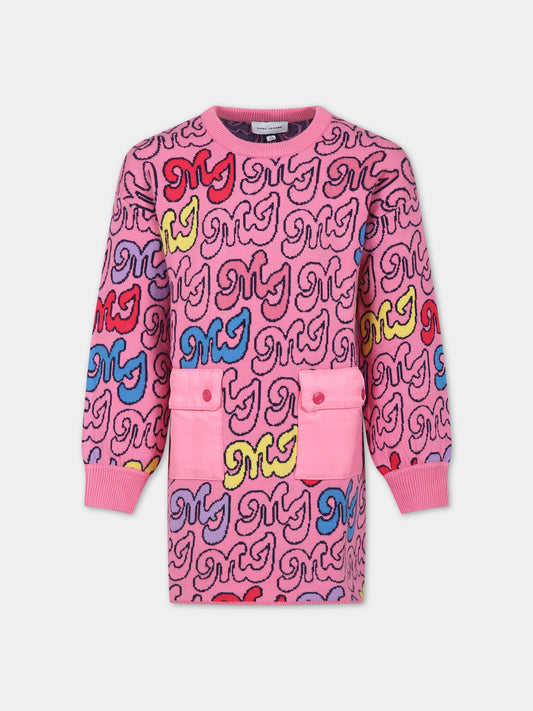 Vestito rosa per bambina con logo,Marc Jacobs,W12462 ALBICOCCA