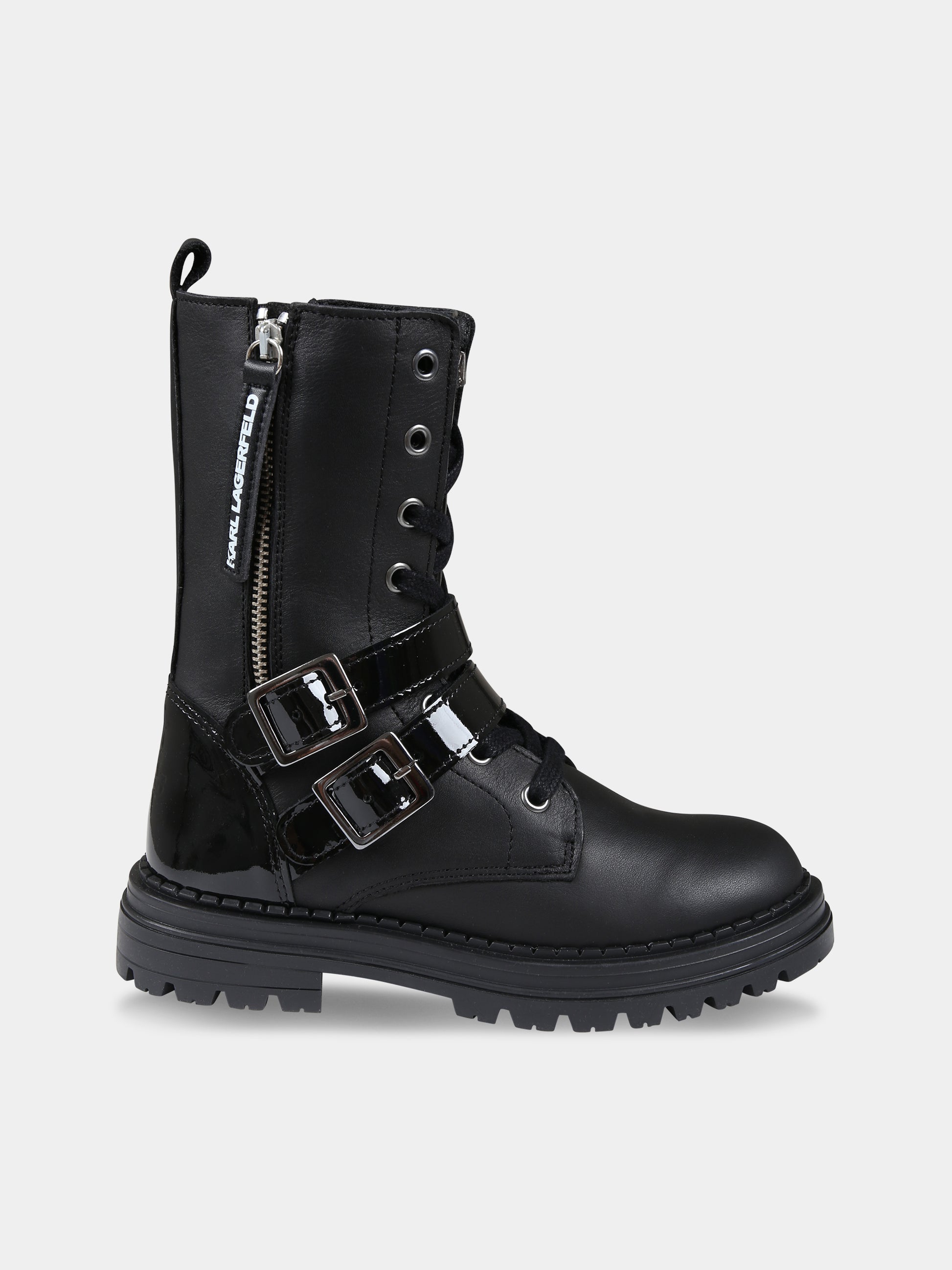 Anfibi neri per bambina,Karl Lagerfeld Kids,Z19112 09B