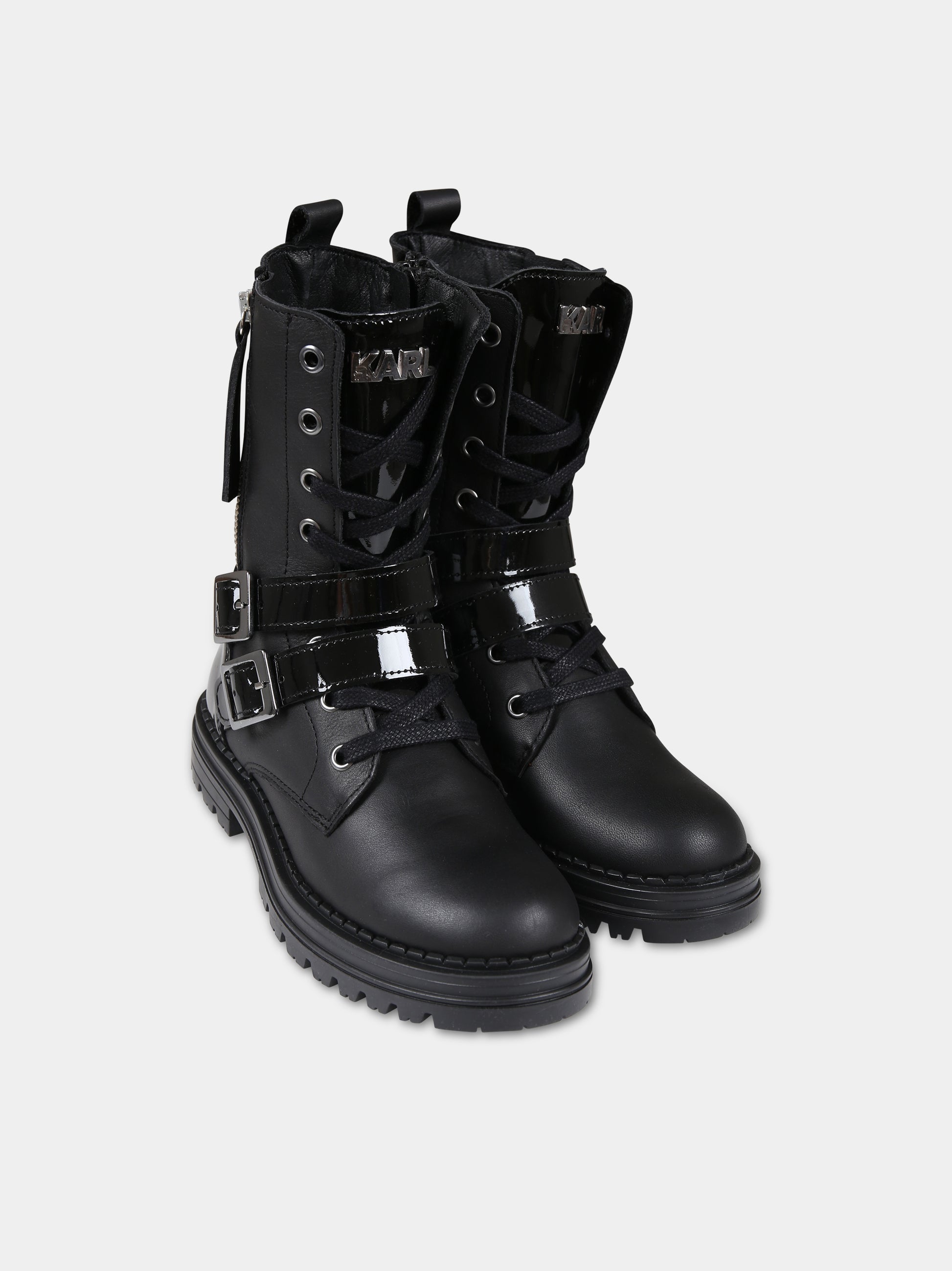 Anfibi neri per bambina,Karl Lagerfeld Kids,Z19112 09B