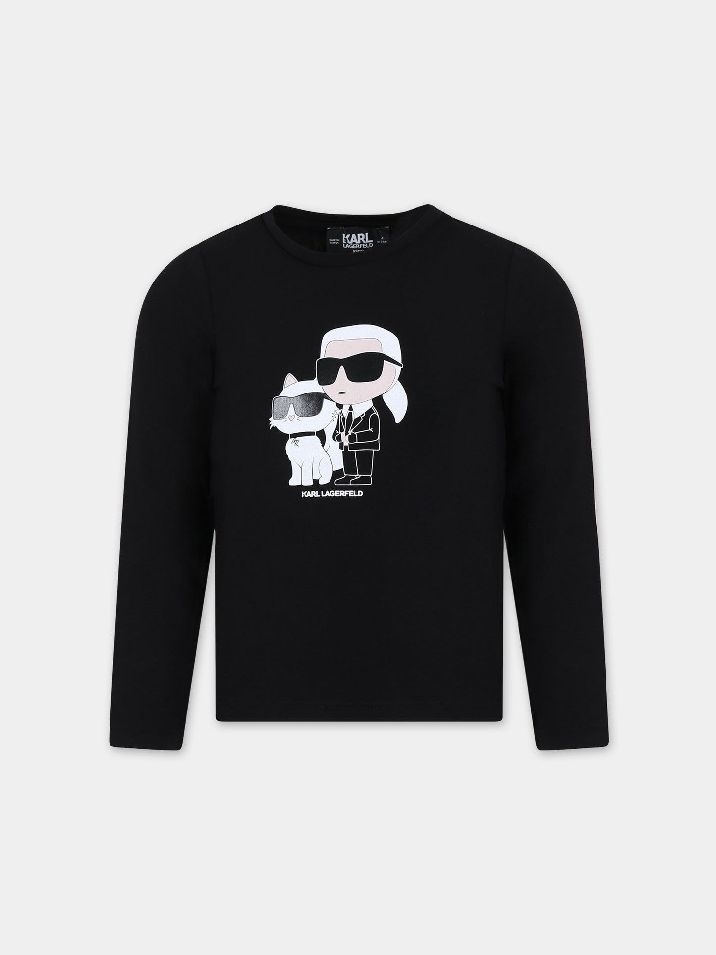 T-shirt nera per bambina,Karl Lagerfeld Kids,Z15442 09B