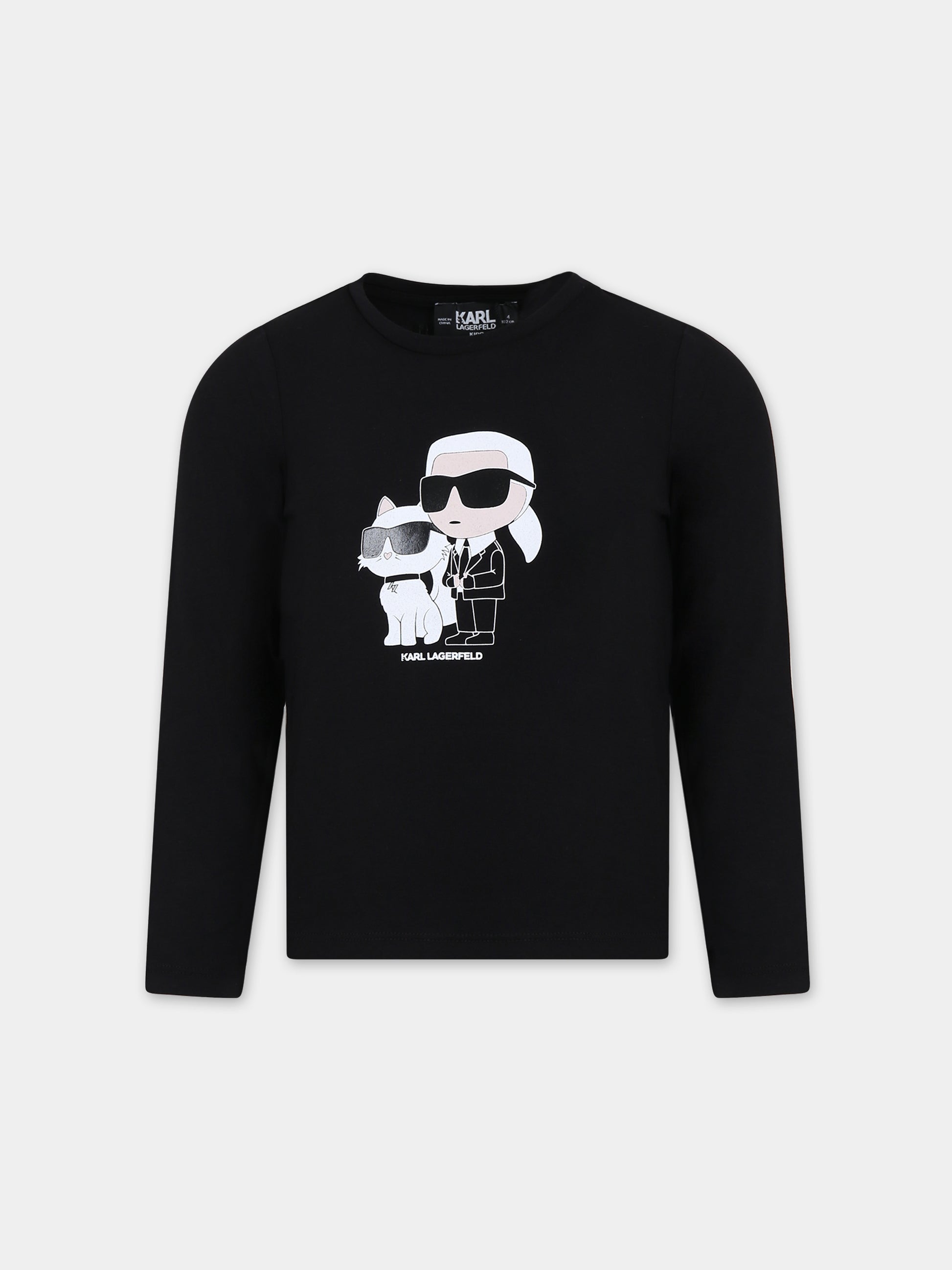 T-shirt nera per bambina,Karl Lagerfeld Kids,Z15442 09B