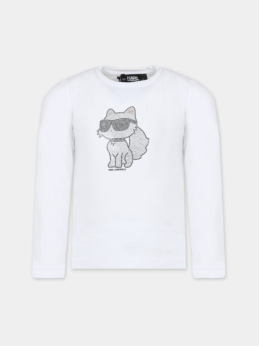 T-shirt bianca per bambina,Karl Lagerfeld Kids,Z15444 10P