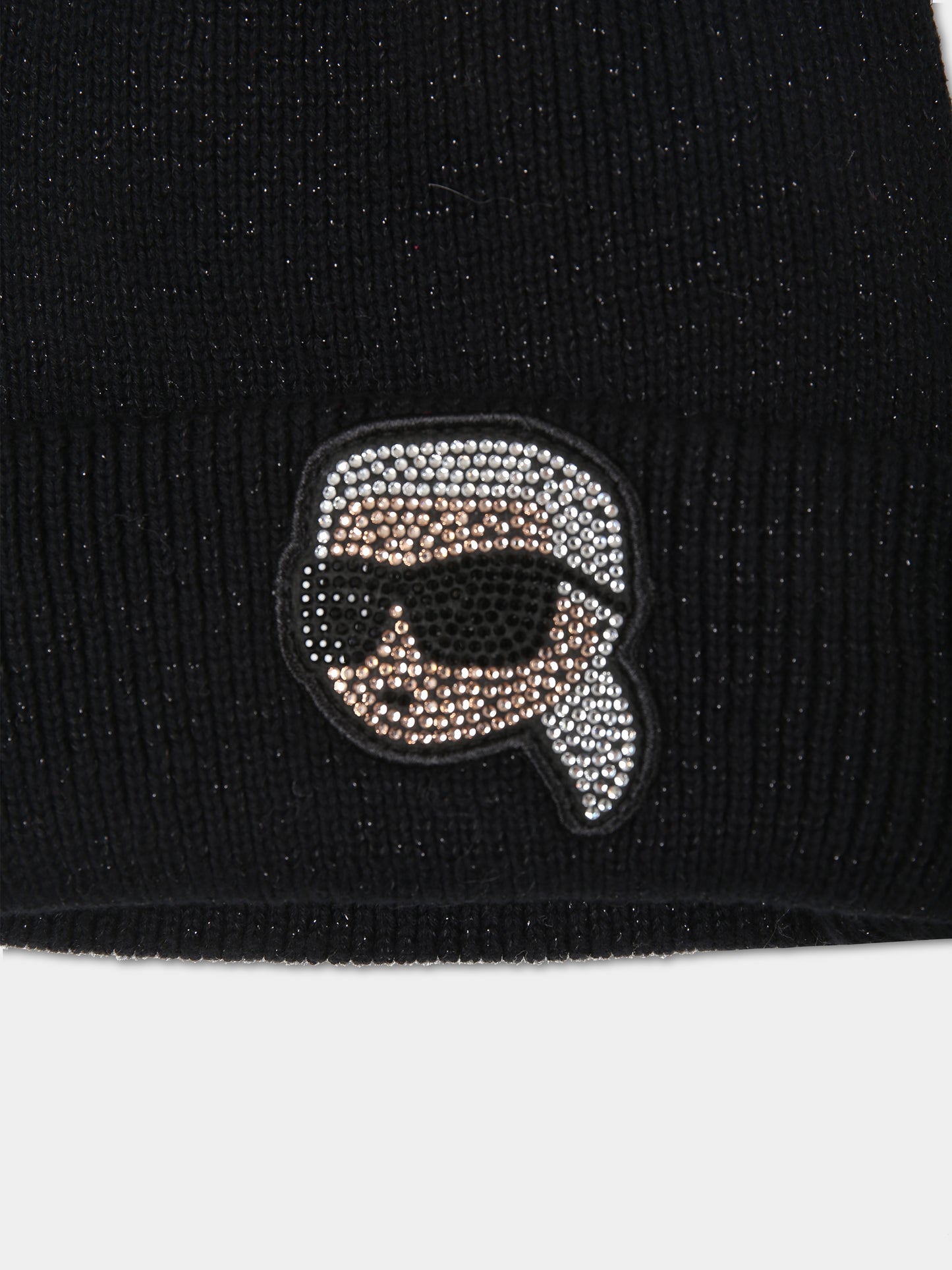 Berretto nero per bambina con Karl,Karl Lagerfeld Kids,Z11060 09B
