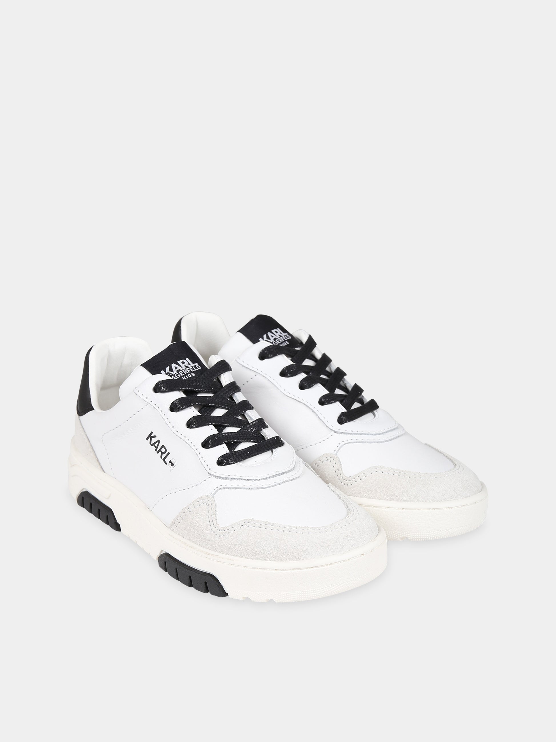 Sneakers bianche per bambini con logo,Karl Lagerfeld Kids,Z29071 BIANCO