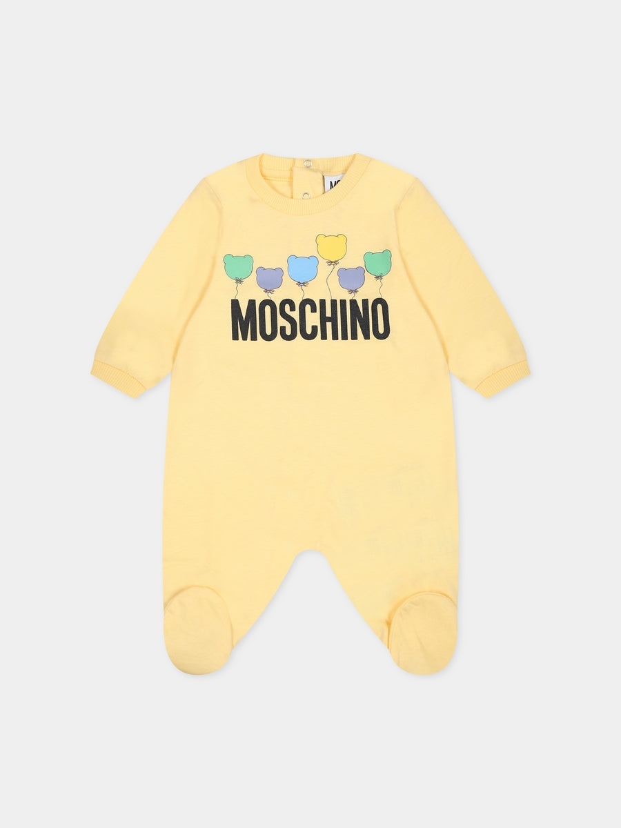 Tutina gialla per neonati con logo e stampa,Moschino Kids,MUY05L LAA10 20284