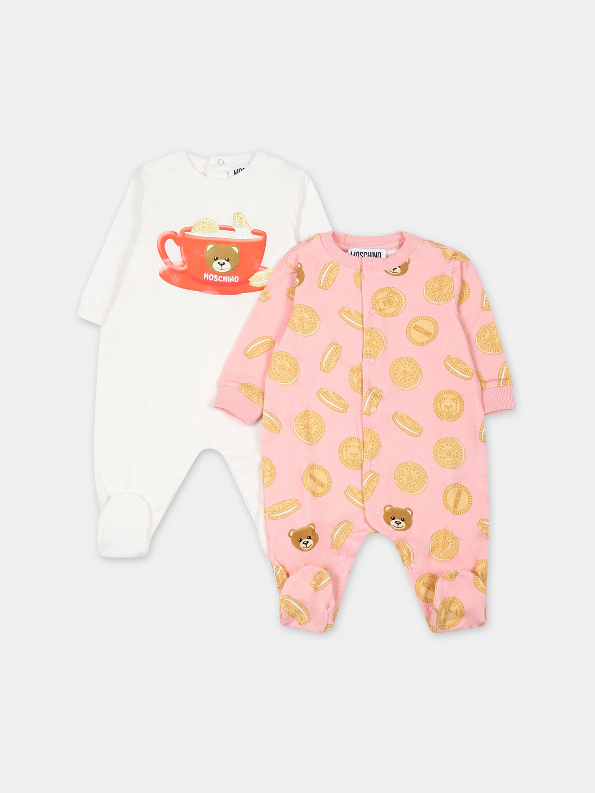 Set multicolor per neonata con Teddy Bear e biscotti,Moschino Kids,MUY05F LBBC0 83398