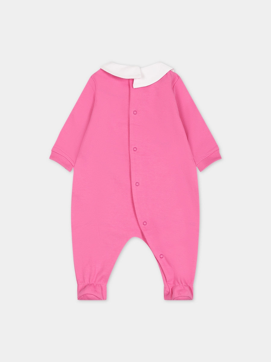 Tutina fucsia per neonata con Teddy Bear e logo,Moschino Kids,MVY037 LCA64 52458