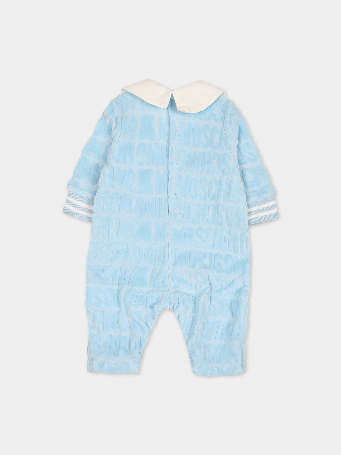 Completo celeste per neonato con logo,Moschino Kids,MUY05H LGB10 40304
