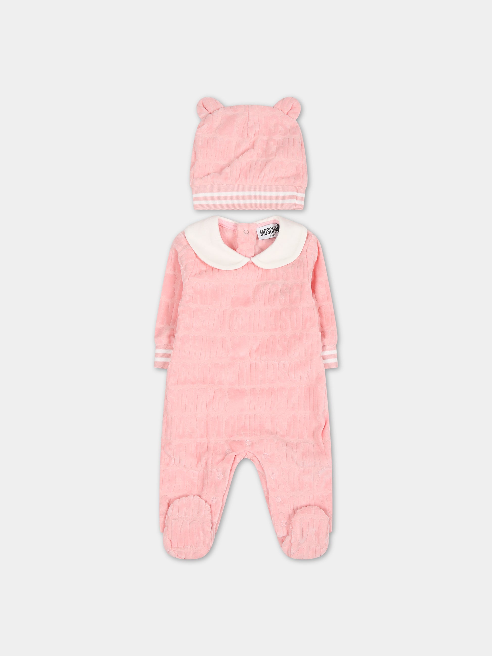 Completo rosa per neonata con logo,Moschino Kids,MUY05H LGB10 50209