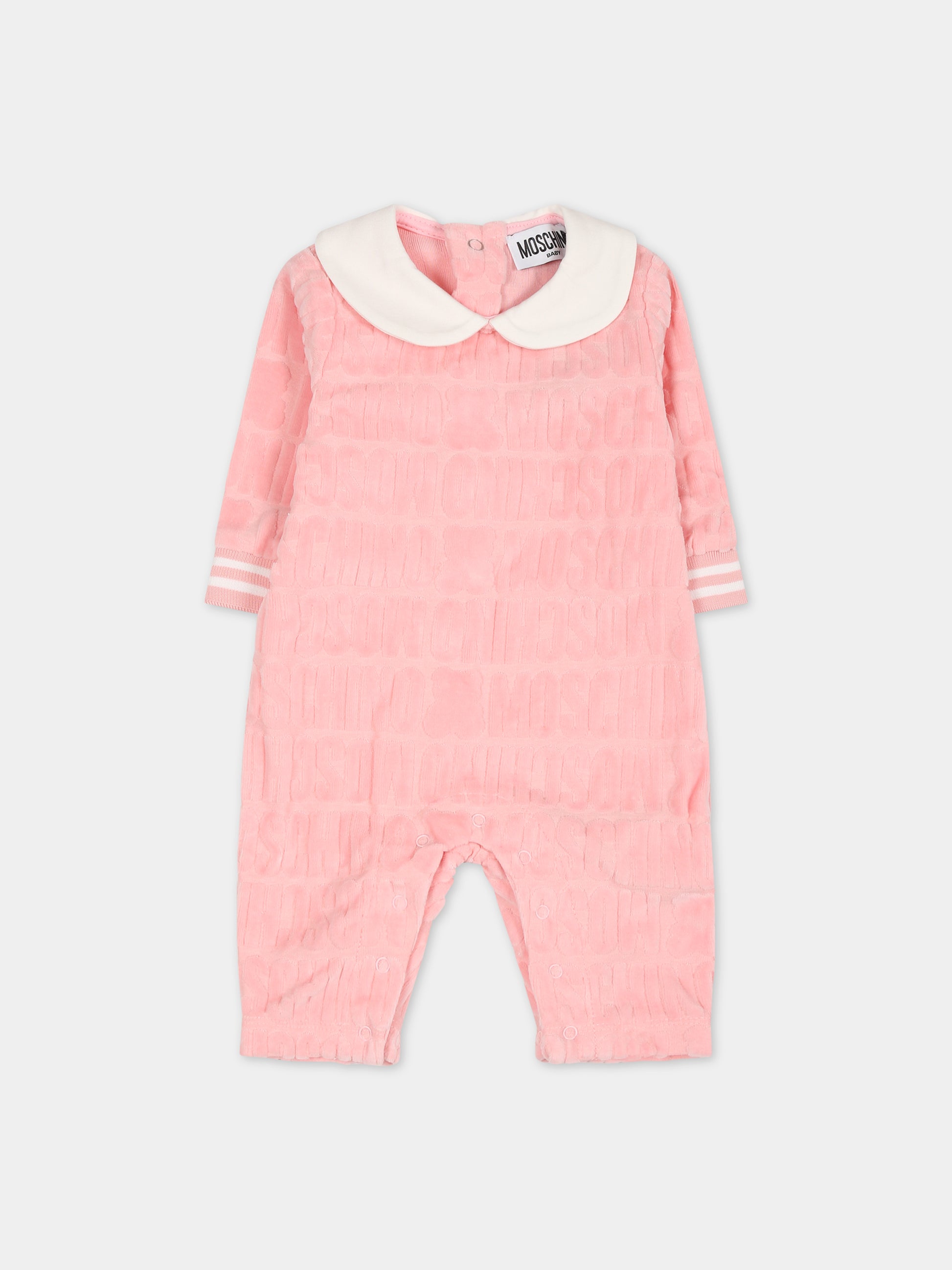 Completo rosa per neonata con logo,Moschino Kids,MUY05H LGB10 50209