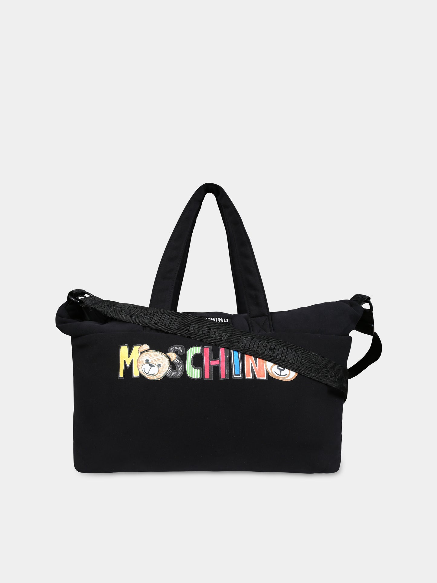 Borsa mamma nera per neonati con Teddy Bear e logo,Moschino Kids,MSX03A LCA26 60100
