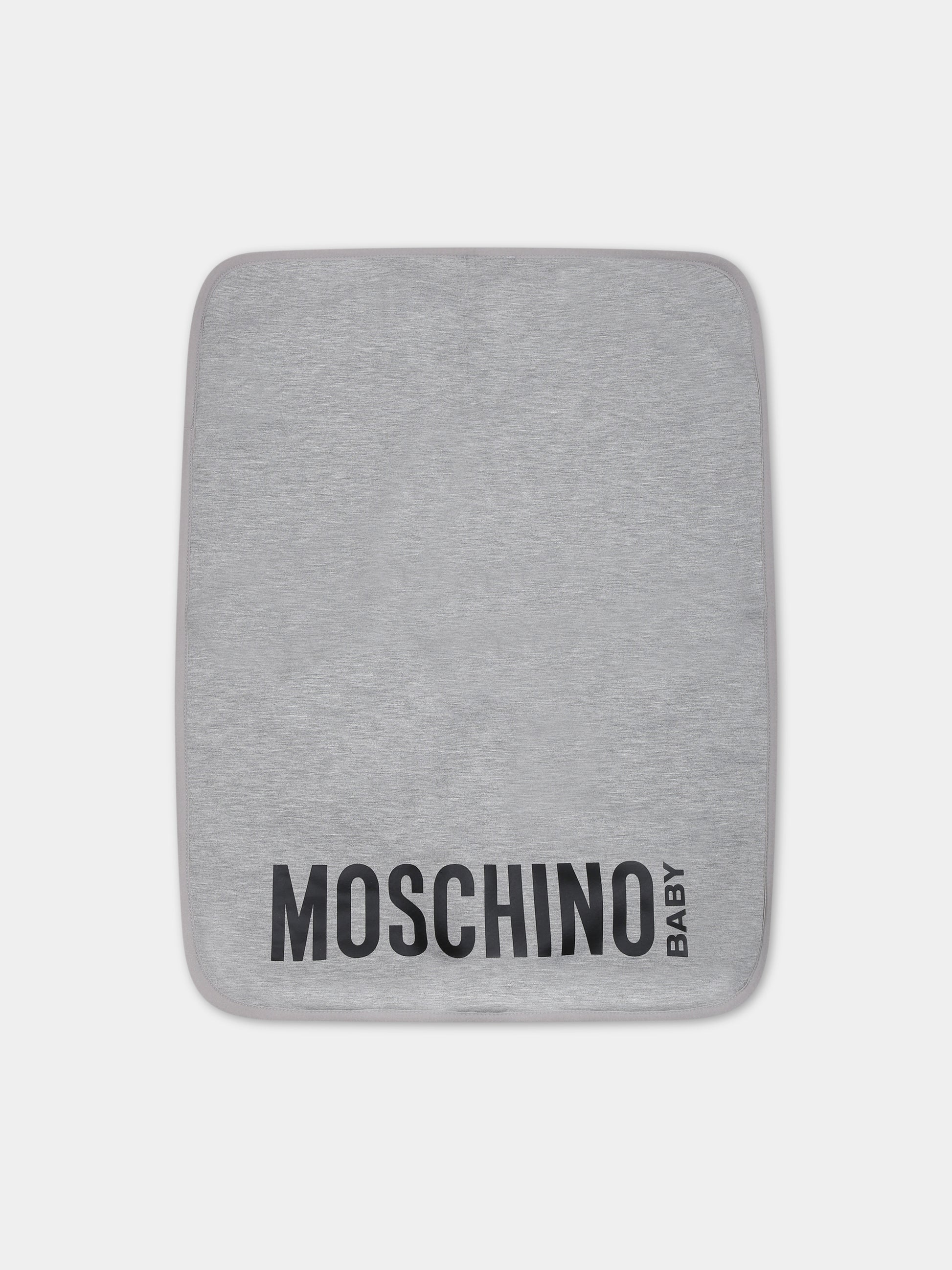 Borsa mamma grigia per neonati con Teddy Bear e logo,Moschino Kids,MNX03O LDA32 60901